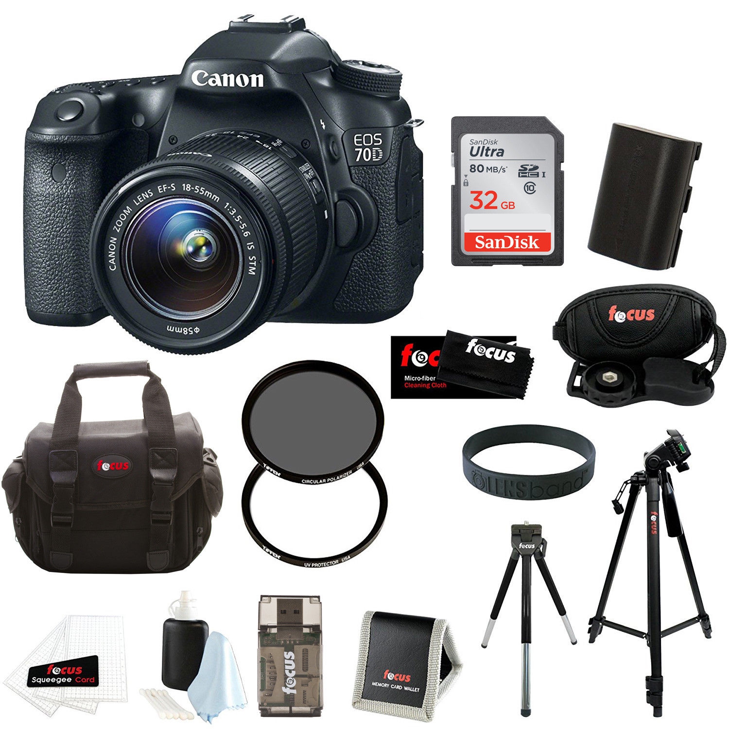 Canon EOS 70D DSLR Camera with 18-55mm IS STM Lens and 32GB Accessory Bundle - US Version w/ Seller Warranty