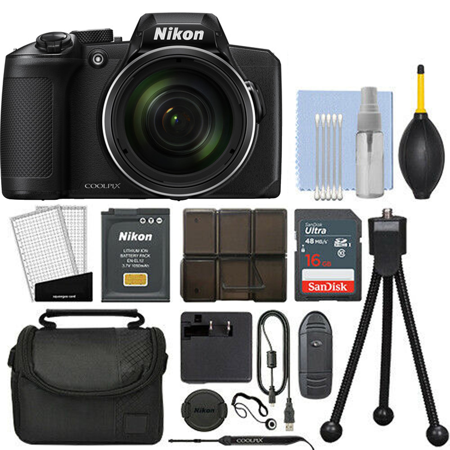 Nikon COOLPIX B600 Digital Camera (Black) with 16GB Memory Card Starter Package - US Version w/ Seller Warranty