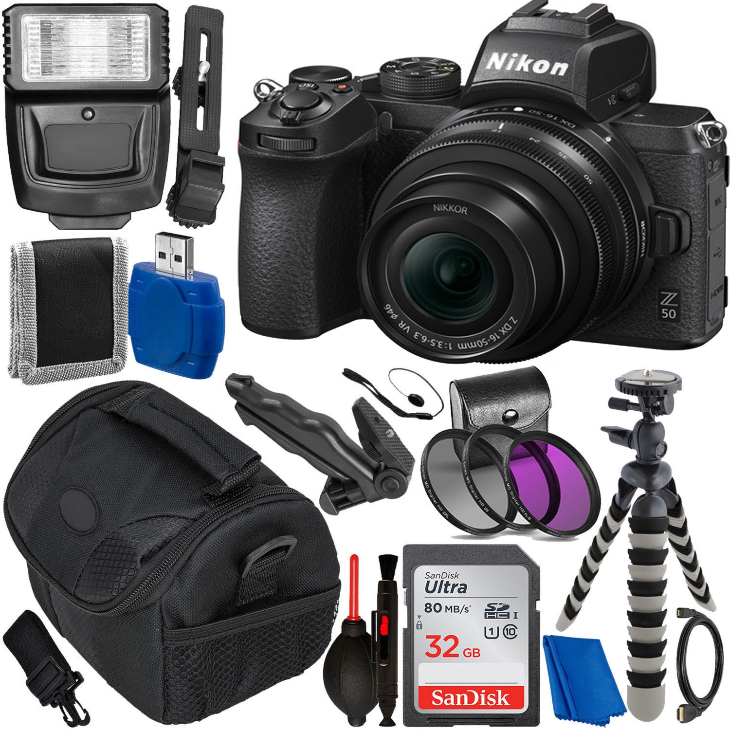 Nikon Z50 Mirrorless Digital Camera with 16-50mm Lens Accessory Bundle - US Version w/ Seller Warranty