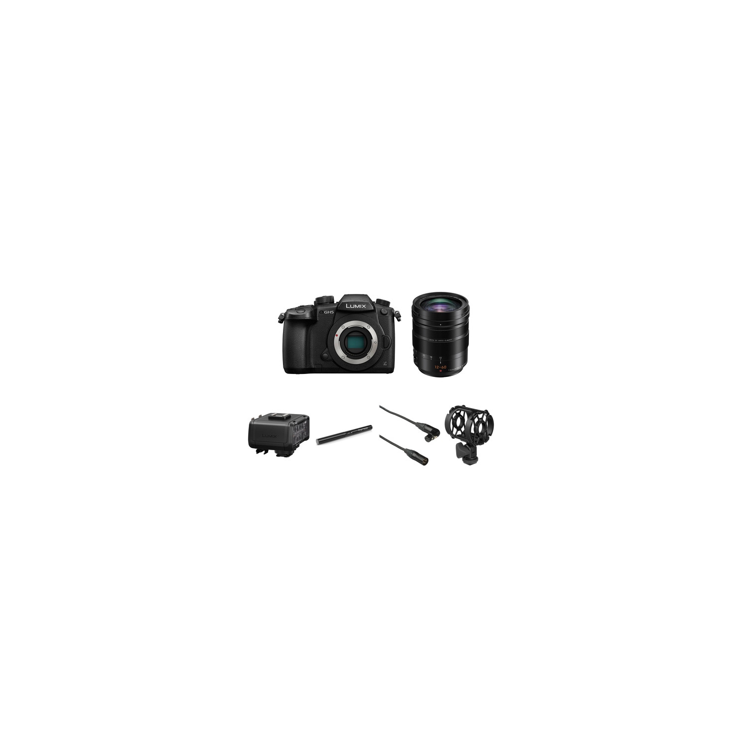 Panasonic Lumix DC-GH5 Mirrorless Micro Four Thirds Digital Camera with 12-60mm Lens & Microphone Kit - US Version w/ Seller Warranty