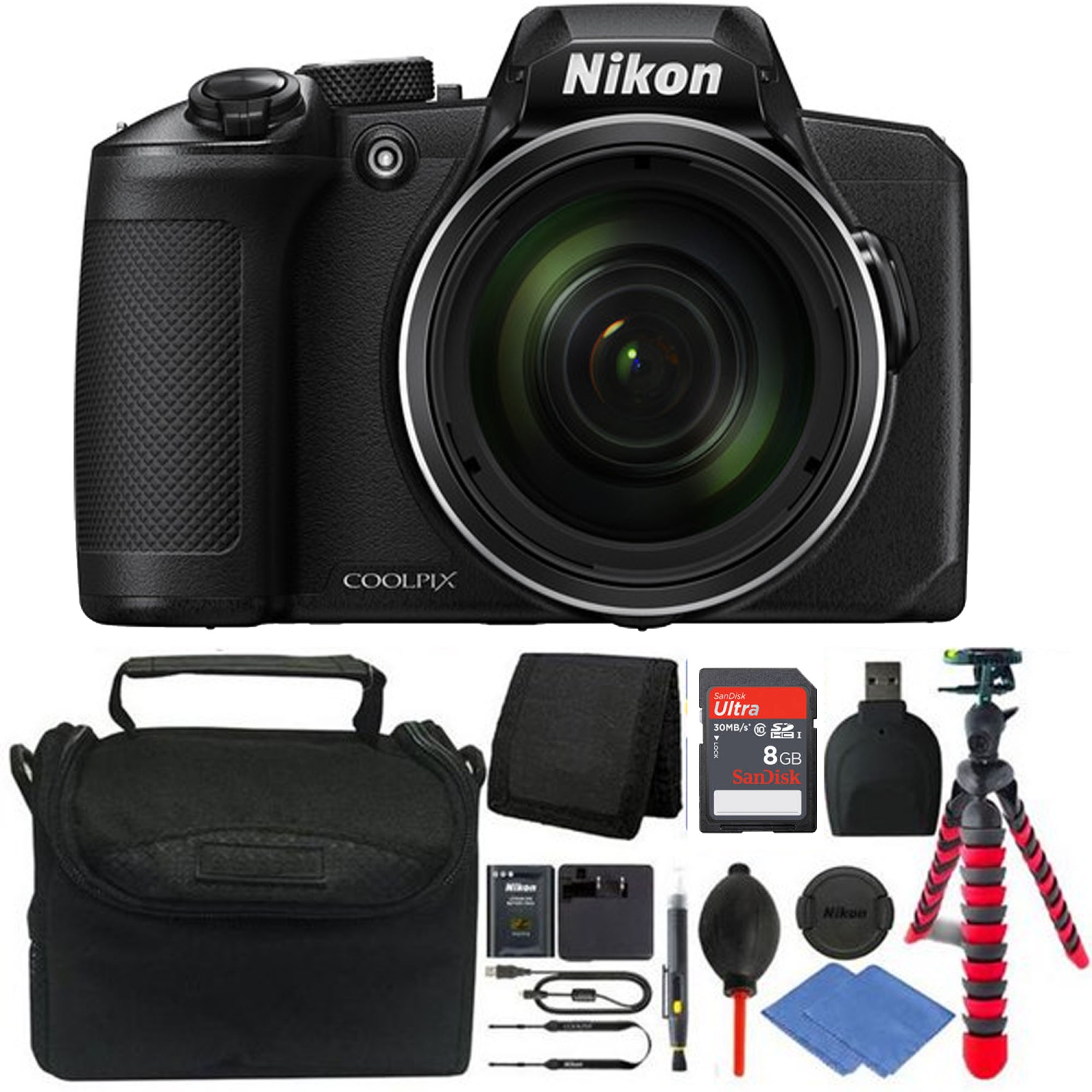 Nikon COOLPIX B600 Digital Camera (Black) with 8GB Memory Card Starter Bundle - US Version w/ Seller Warranty
