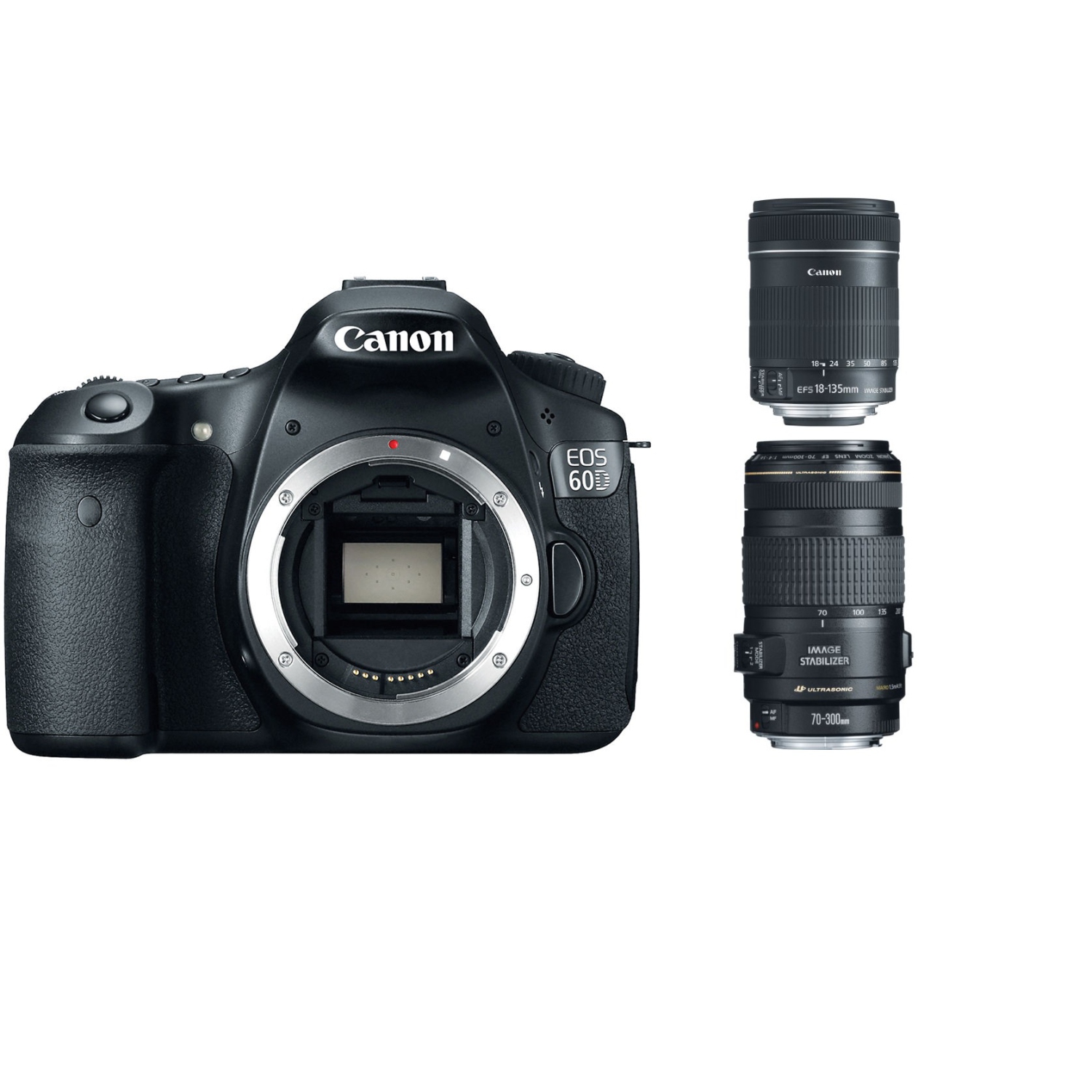 Canon EOS 60D DSLR Camera with 18-135mm and 70-300mm Lenses Kit - US Version w/ Seller Warranty