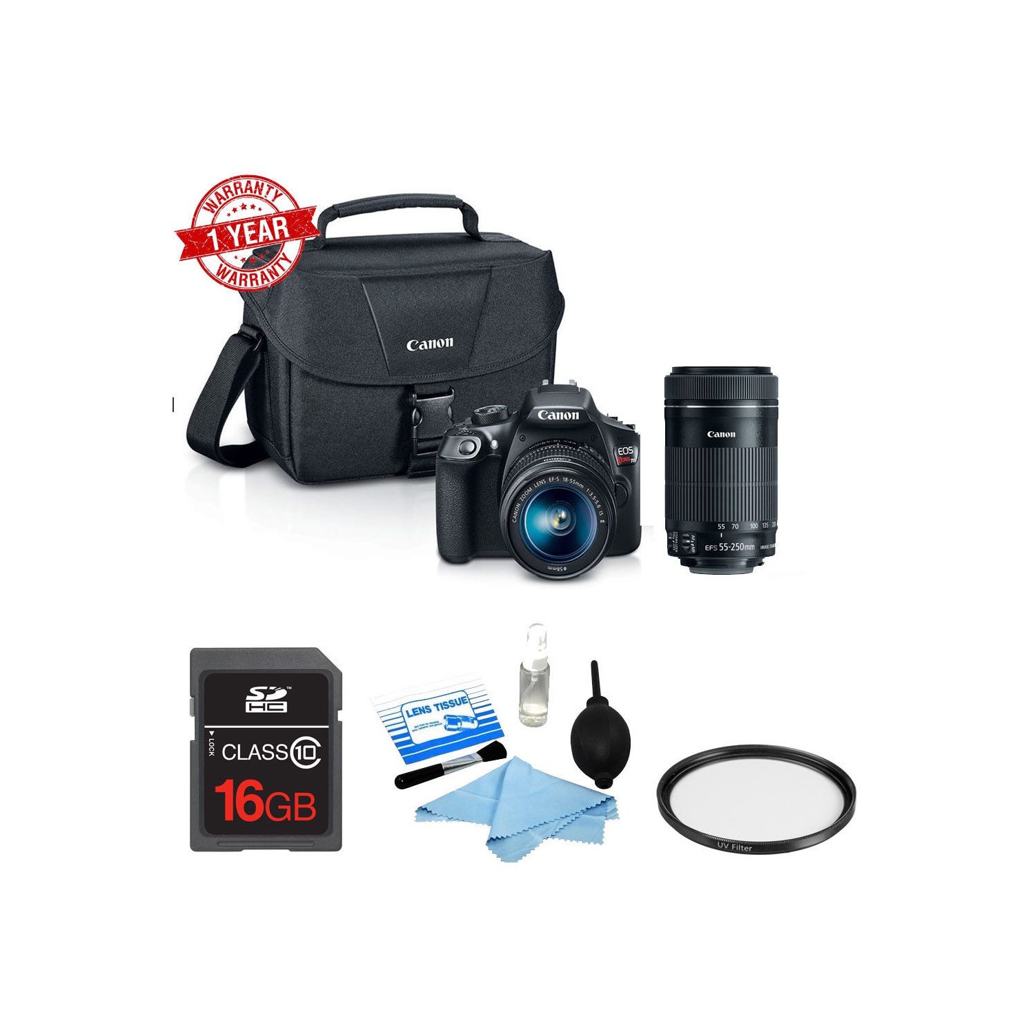 Canon EOS Rebel 1300D / T6 DSLR Camera with 18-55mm and 55-250mm Lenses Kit - US Version w/ Seller Warranty