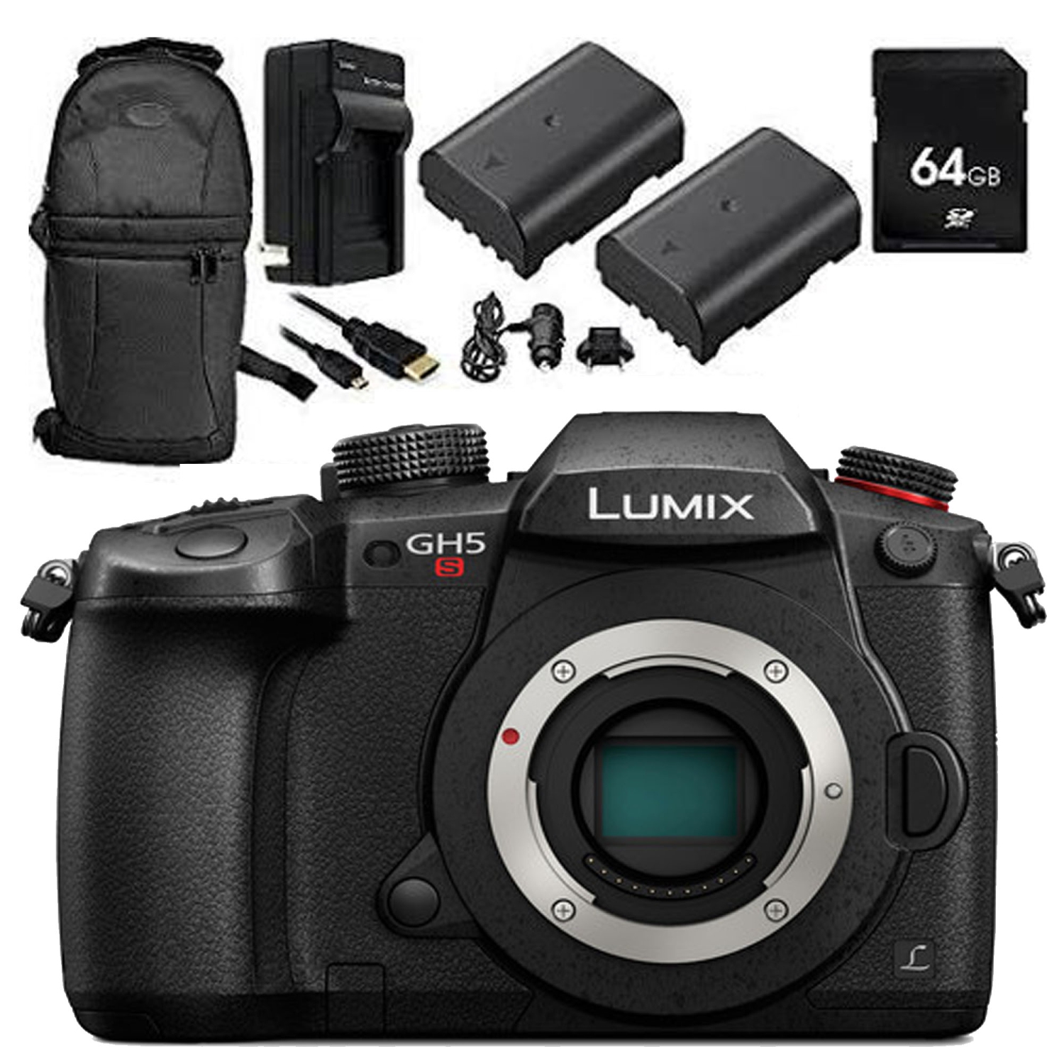Panasonic Lumix DC-GH5S Mirrorless Micro Four Thirds Digital Camera with 64GB Starter Bundle - US Version w/ Seller Warranty