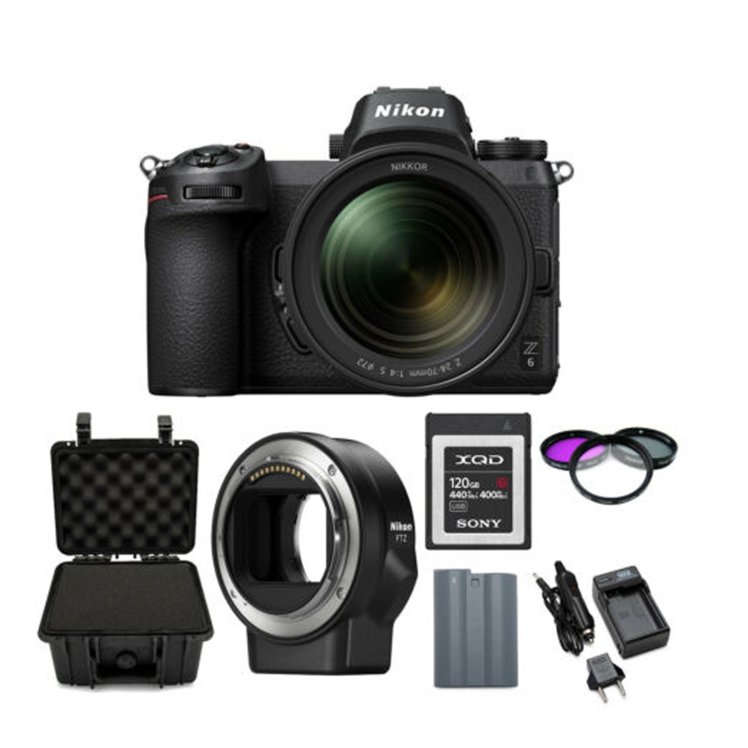 Nikon Z6 Mirrorless Digital Camera with 24-70mm Lens with Mount Adapter and Kit USA - US Version w/ Seller Warranty