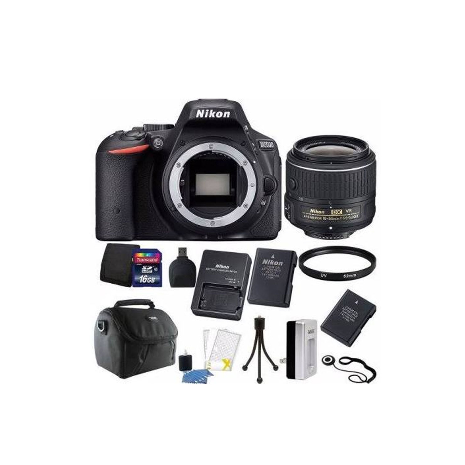 Nikon D5500 DSLR Camera + 18-55mm VR Lens + Two Batteries and Charger +  16GB DELUXE Kit - US Version w/ Seller Warranty