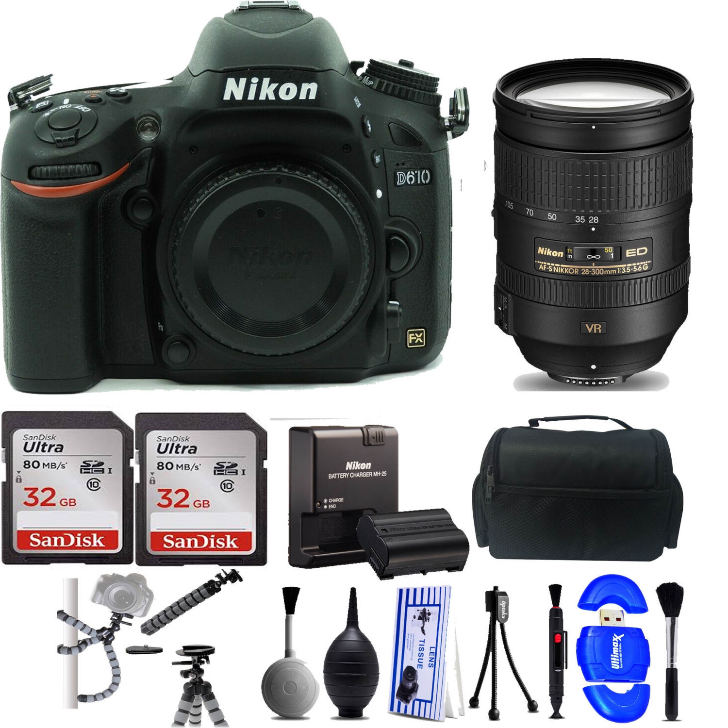 Nikon D600 DSLR Camera w/ AF-S NIKKOR 28-300MM | 64GB MC | Case & More - US Version w/ Seller Warranty