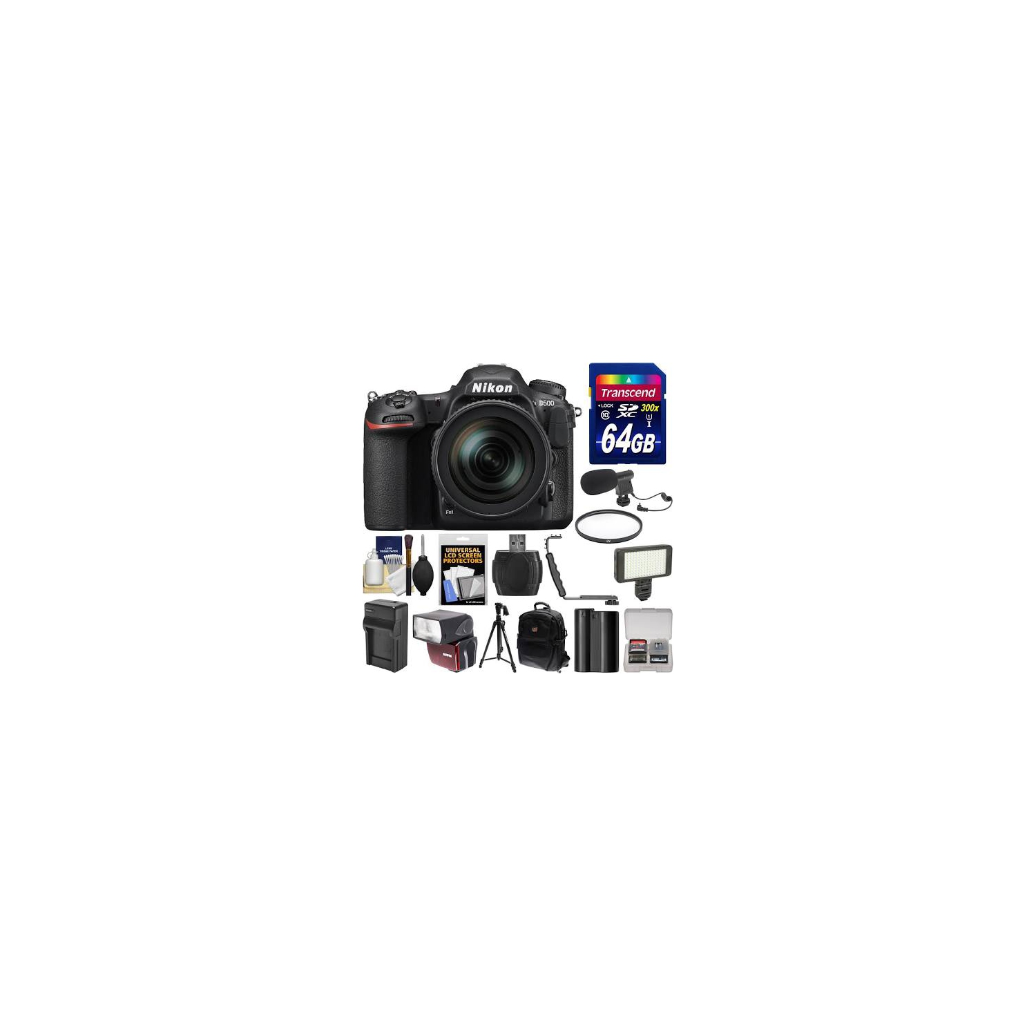 Nikon D500 Wi-Fi 4K Digital SLR Camera & 16-80mm VR Lens with 64GB Card KIT - US Version w/ Seller Warranty