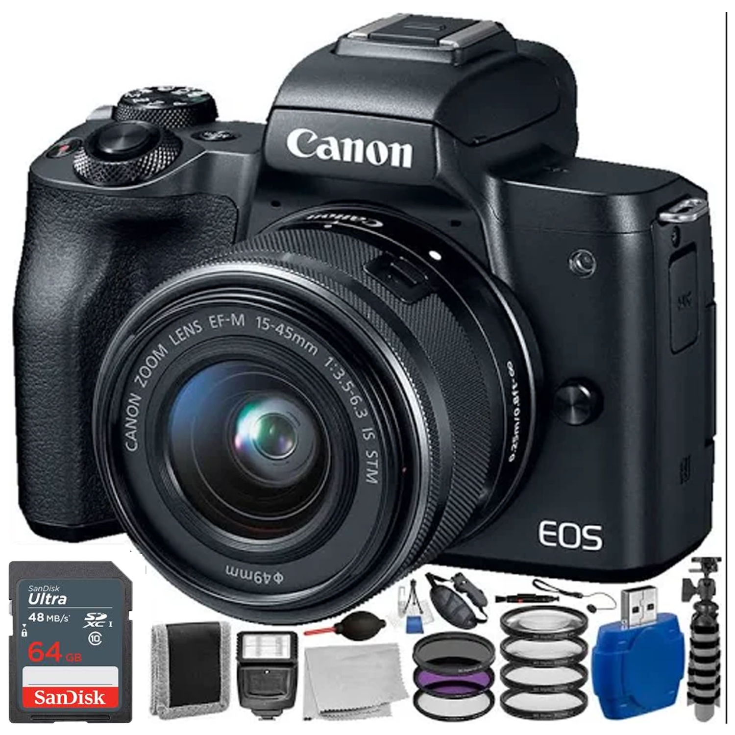 Canon EOS M50 Mirrorless Digital Camera with 15-45mm Lens Essential Package - US Version w/ Seller Warranty