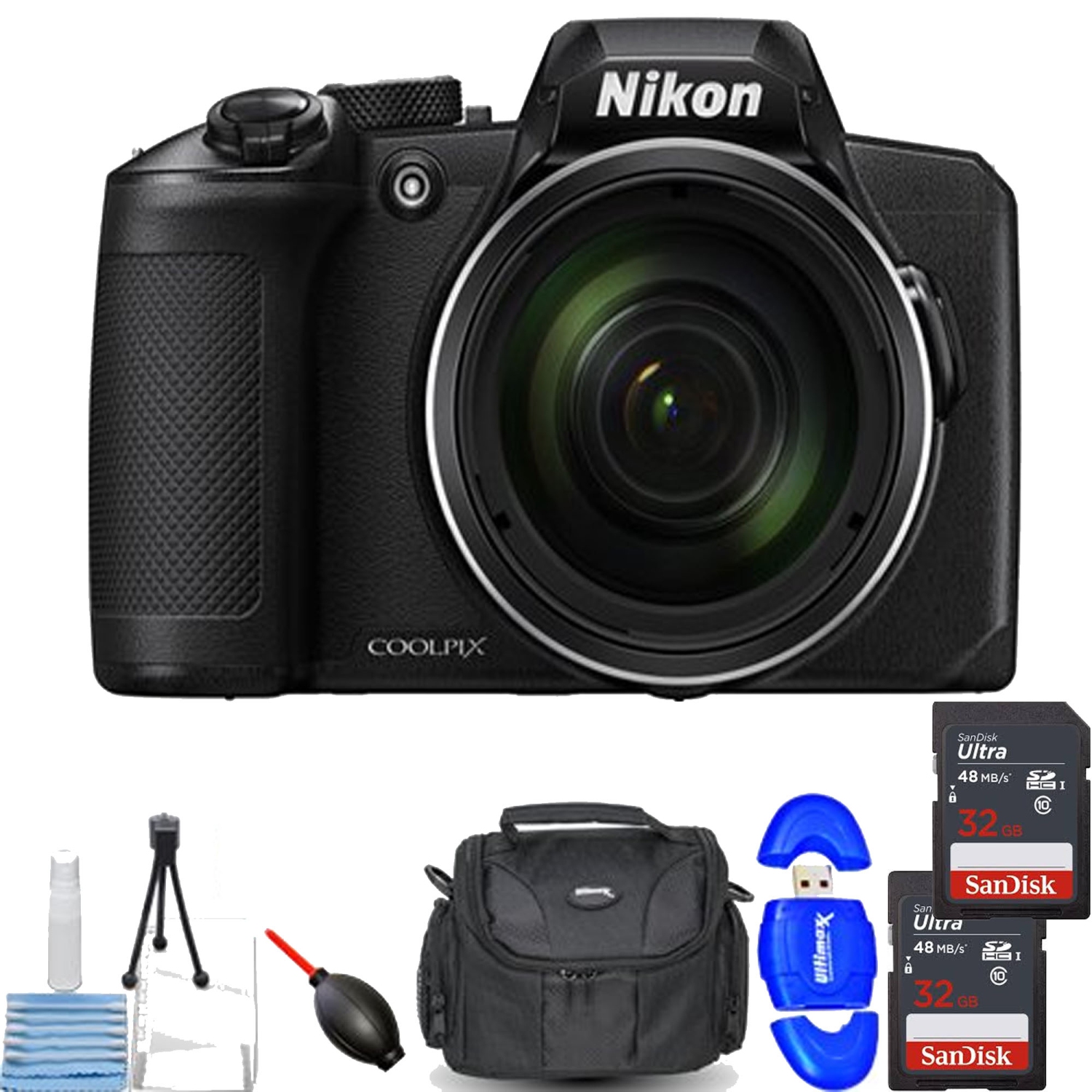 Nikon COOLPIX B600 Digital Camera (Black) with 2X 32GB Memory Cards Starter Package - US Version w/ Seller Warranty