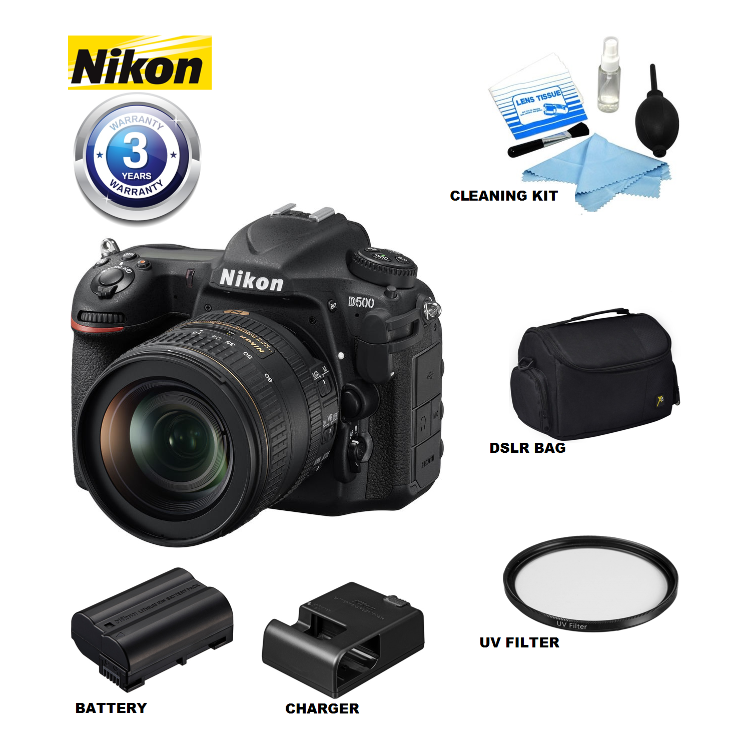 Nikon D500 DSLR Camera with 16-80mm Lens USA - US Version w/ Seller Warranty
