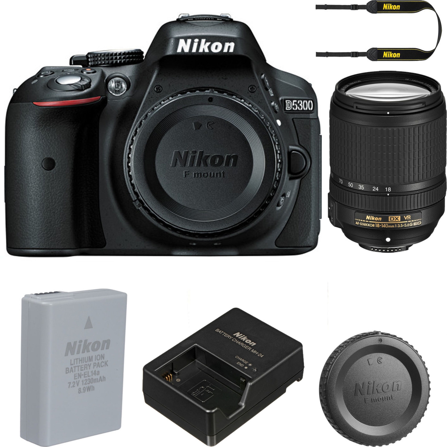 Nikon D5300 Camera with Nikon 18-140mm Lens - Black USA - US Version w/ Seller Warranty
