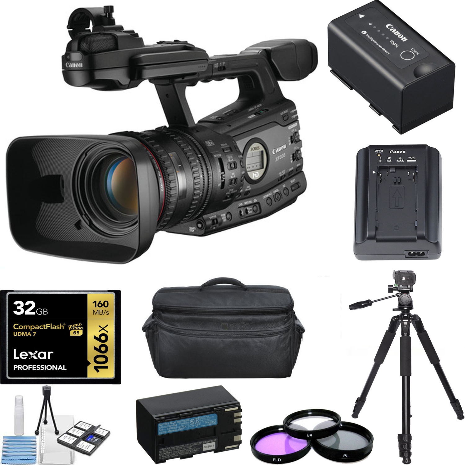 Canon Xf305 Hd 1080i Professional Camcorder Starter Kit Us Version W Seller Warranty Best Buy Canada