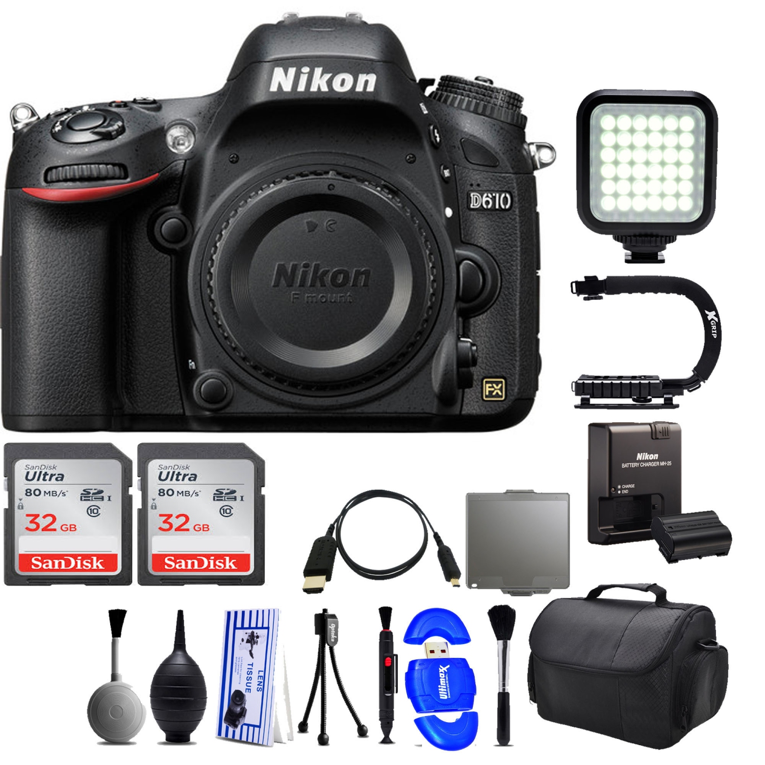 Nikon D600 DSLR Camera W/ 2x 32GB Memory Cards Bundle - US Version w/ Seller Warranty