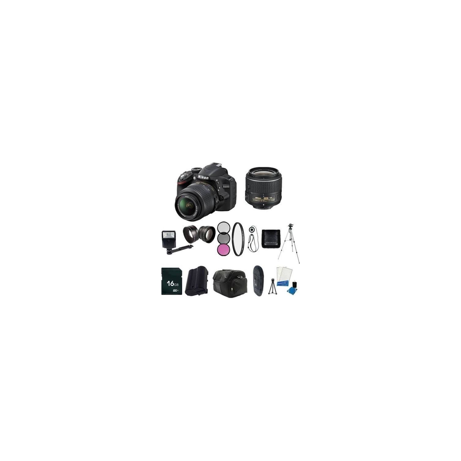 Nikon D3200 24.2 MP Digital SLR with 18-55mm Lens Deluxe Bundle - US Version w/ Seller Warranty