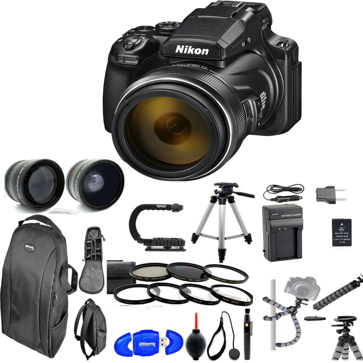 Nikon Coolpix P1000 16MP 125x Super-Zoom Digital Camera Deluxe Bundle - US Version w/ Seller Warranty