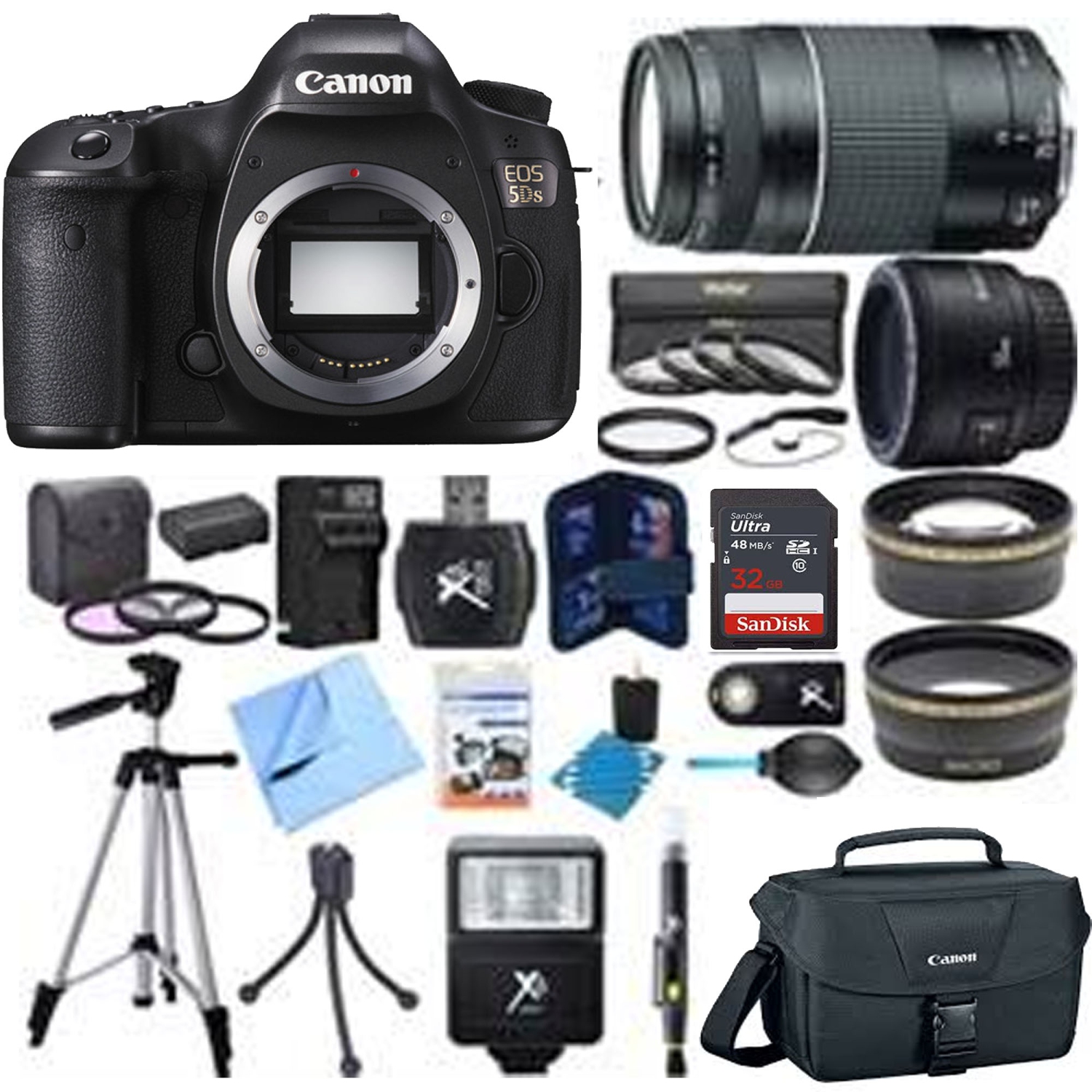 Canon EOS 5DS 50.6MP Digital SLR Camera w/ 50mm | 75-300mm Lens Super Bundle - US Version w/ Seller Warranty