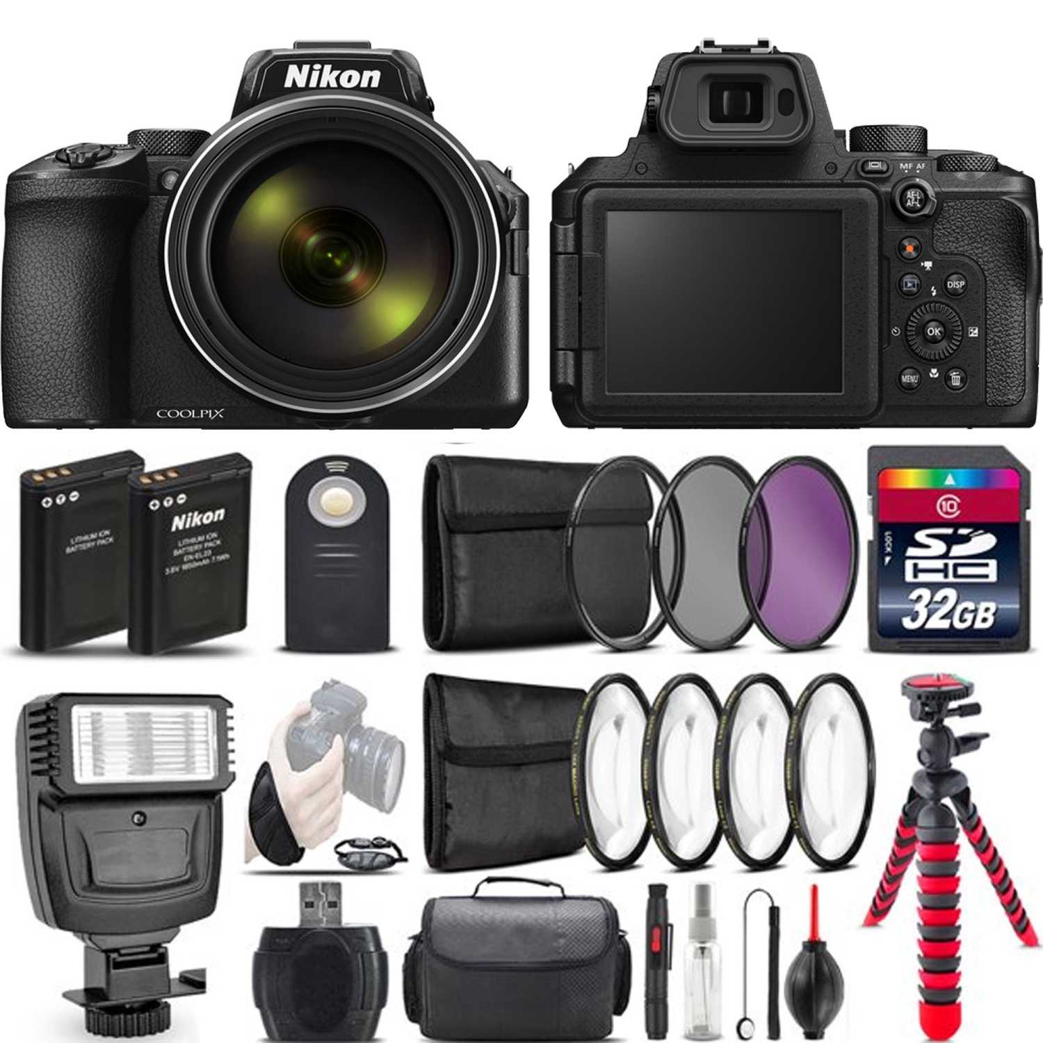 Nikon COOLPIX P950 Digital Camera with 64GB Card | Battery | Case | Tripod | Filter | Flash | Kit - US Version w/ Seller Warranty