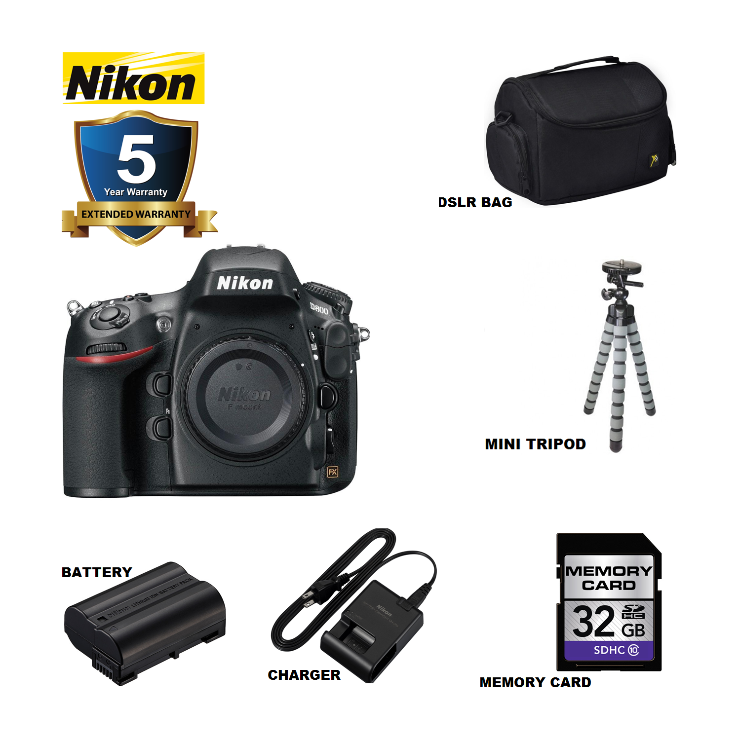 Nikon D800 Digital SLR Camera USA RETAIL MODEL - US Version w/ Seller Warranty