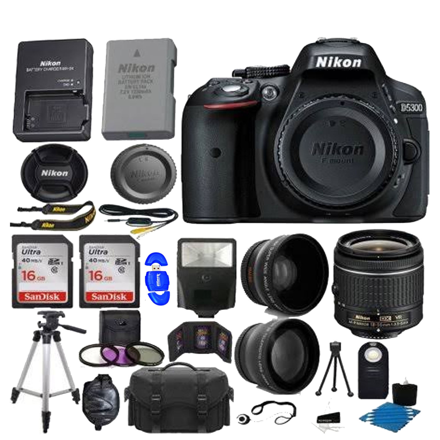 Nikon D5300 Digital SLR Camera ||3 Lens Kit 18-55mm ||32GB Amazing Value Bundle!! - US Version w/ Seller Warranty