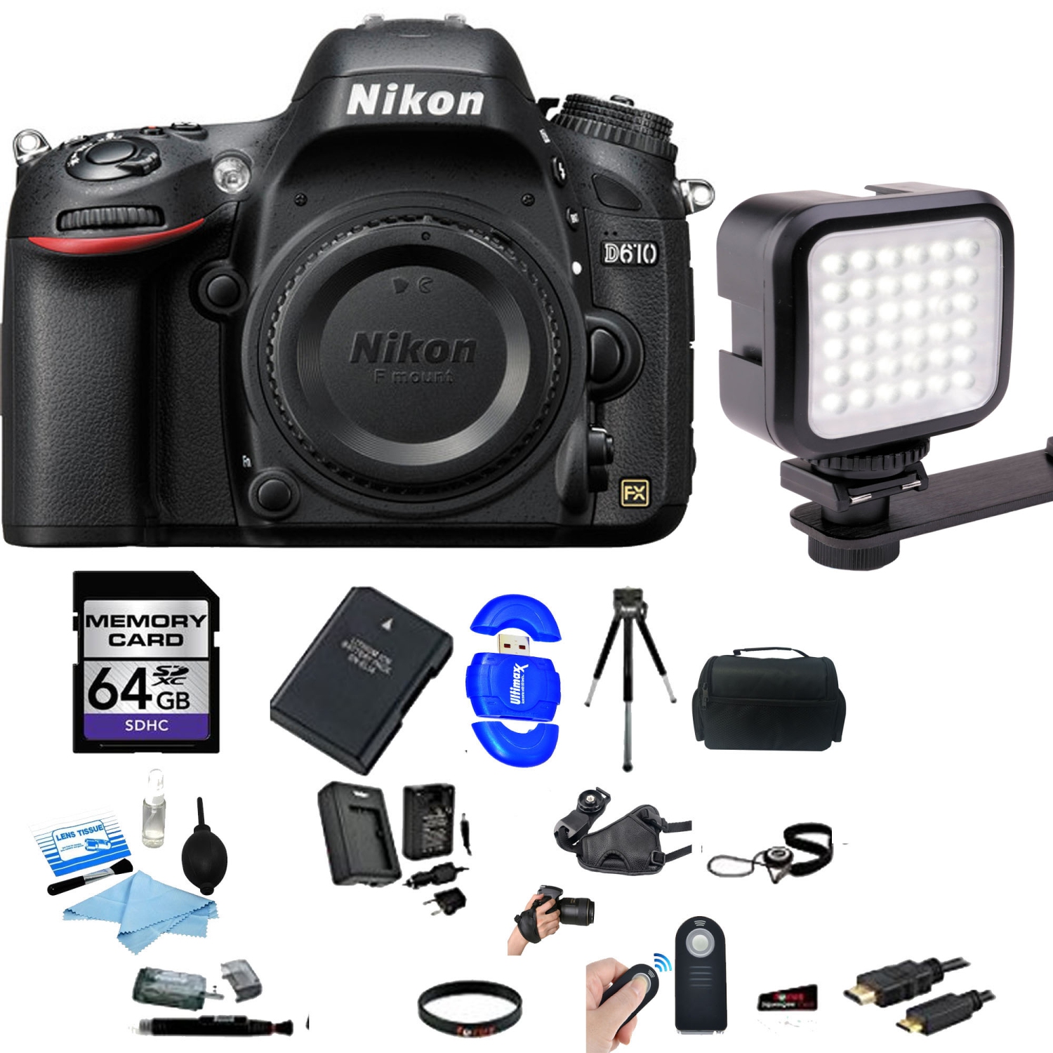 Nikon D610 DSLR Camera with Additional Accessories - US Version w/ Seller Warranty