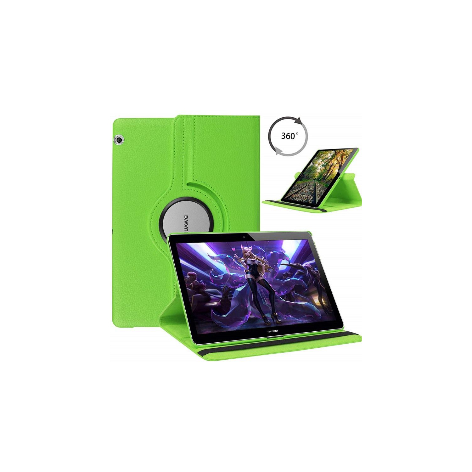 [CC] 360 Degree Rotating Tablet Case Cover For Huawei MediaPad T5, Green