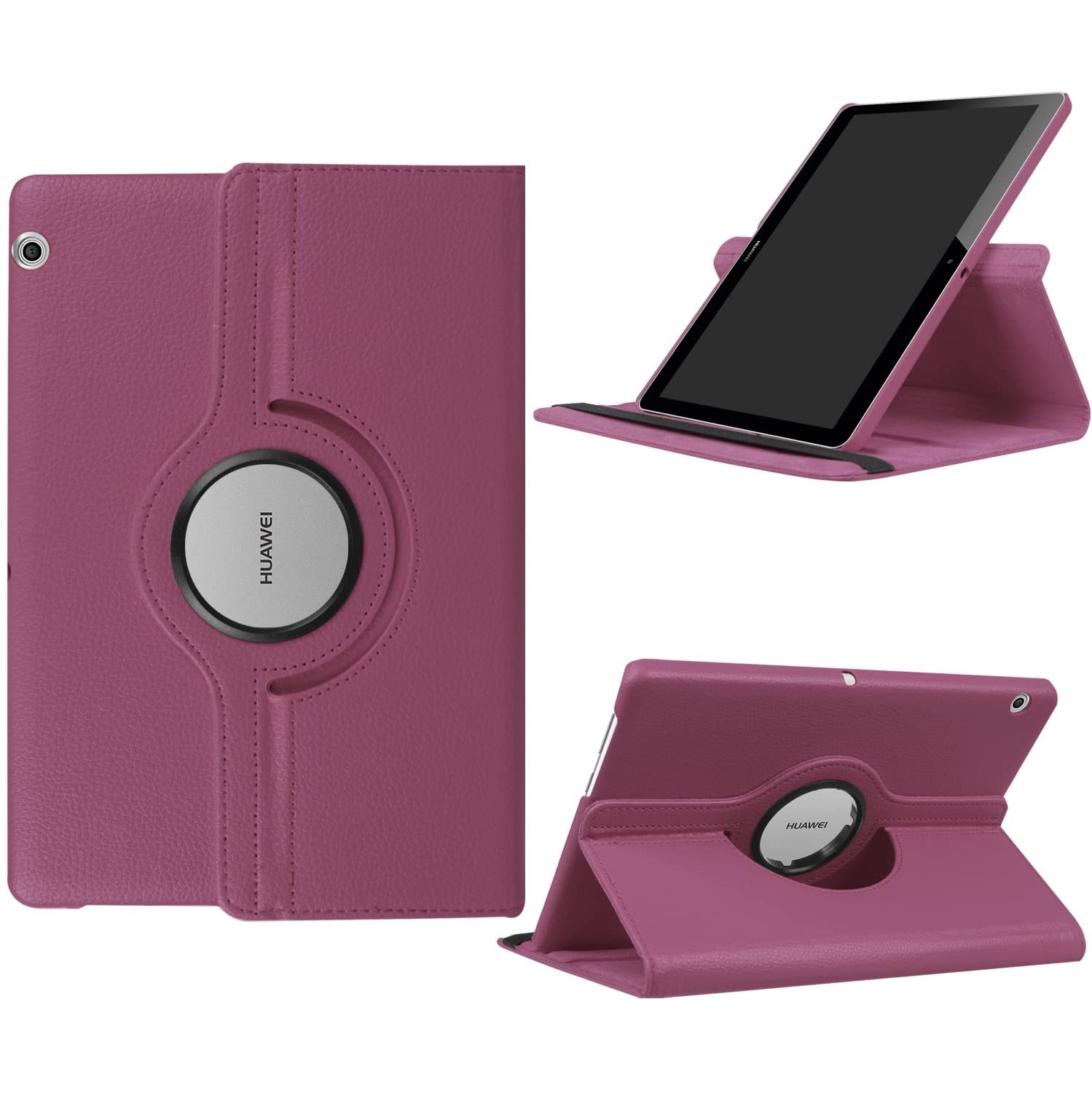 TopSave 360 Degree Rotating Tablet Case Cover For Huawei MediaPad T3, Purple