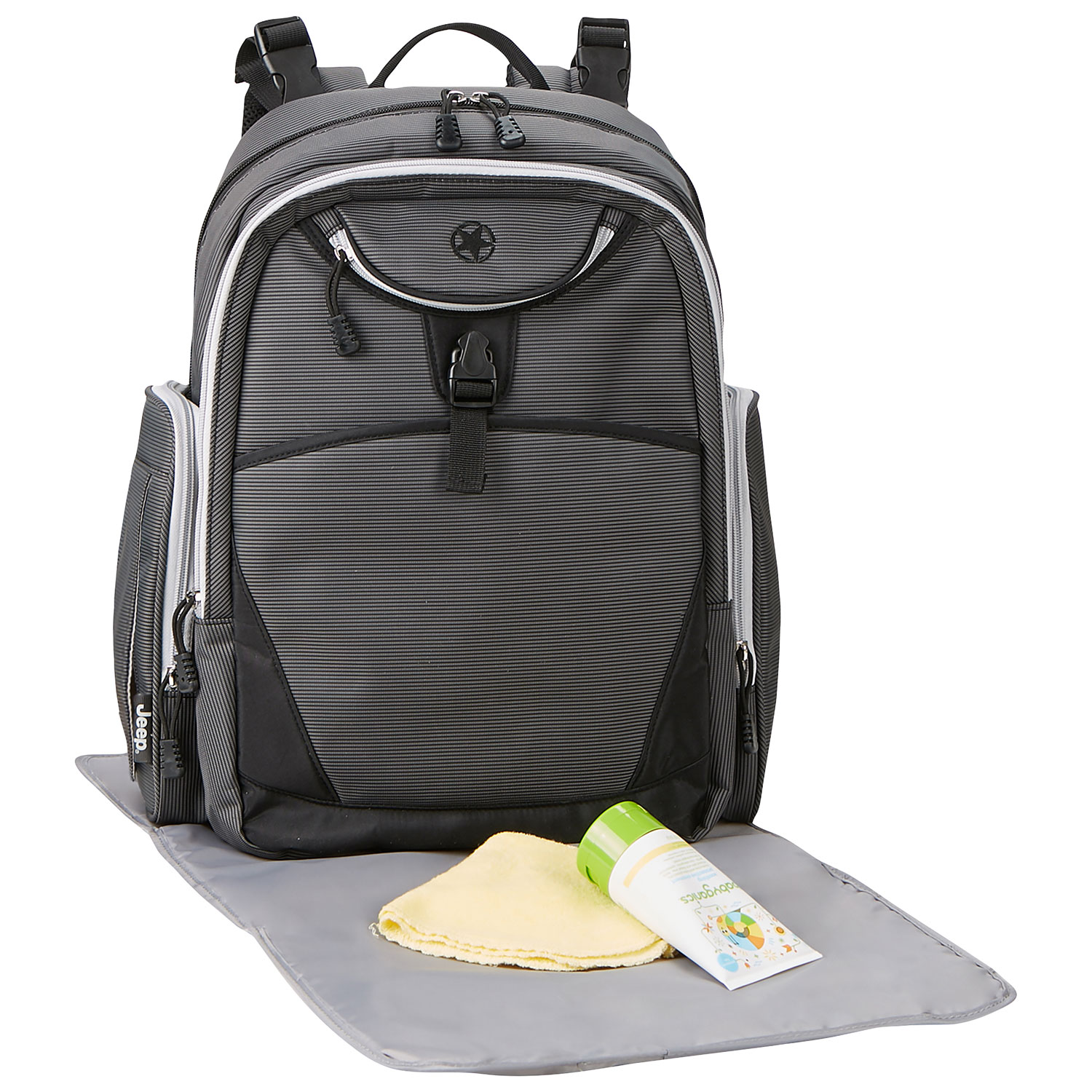 Jeep Adventures Backpack Diaper Bag - Grey/Black