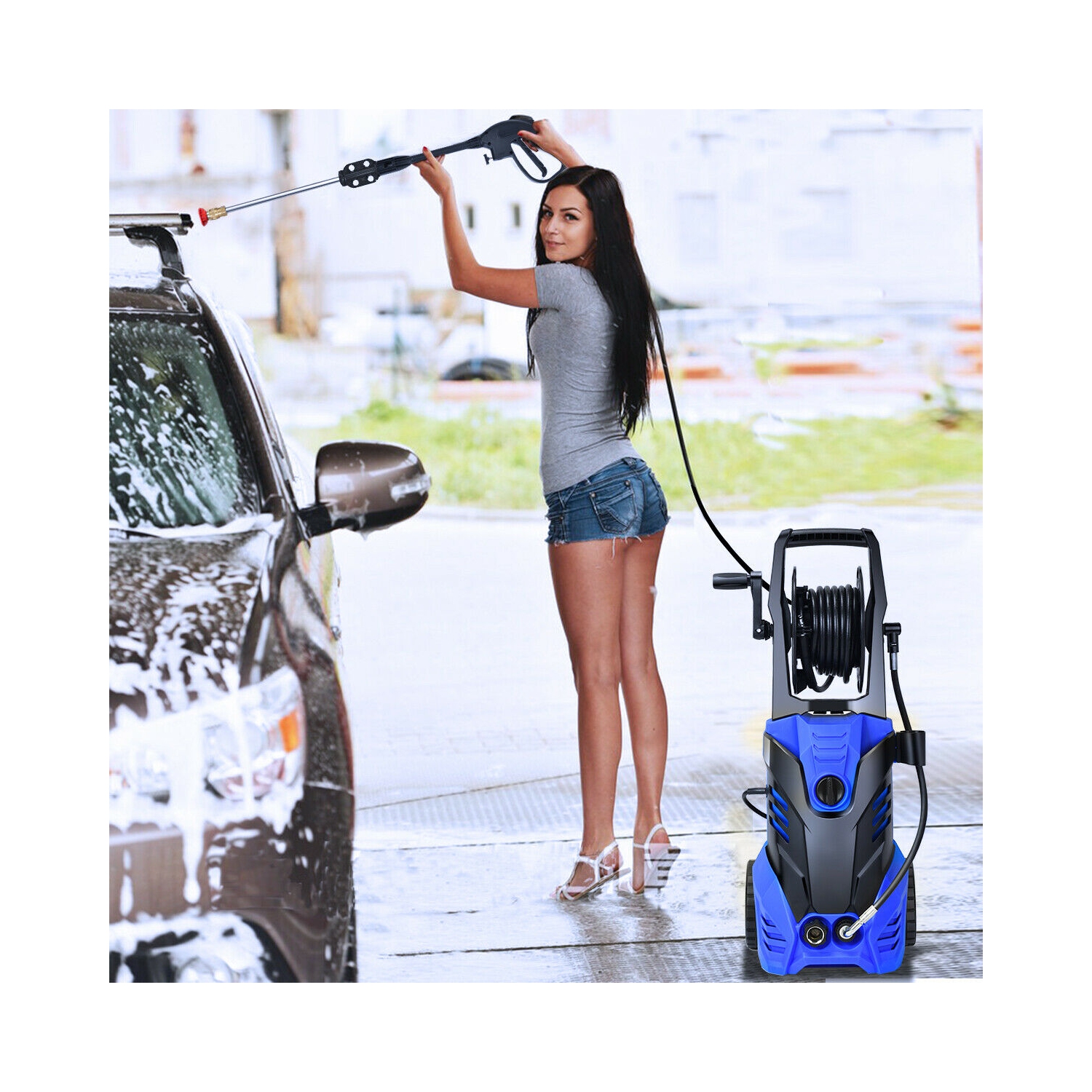 Gymax 3000PSI Electric High Pressure Washer 2000W 2GPM w/Patio Cleaner and 5 Nozzles