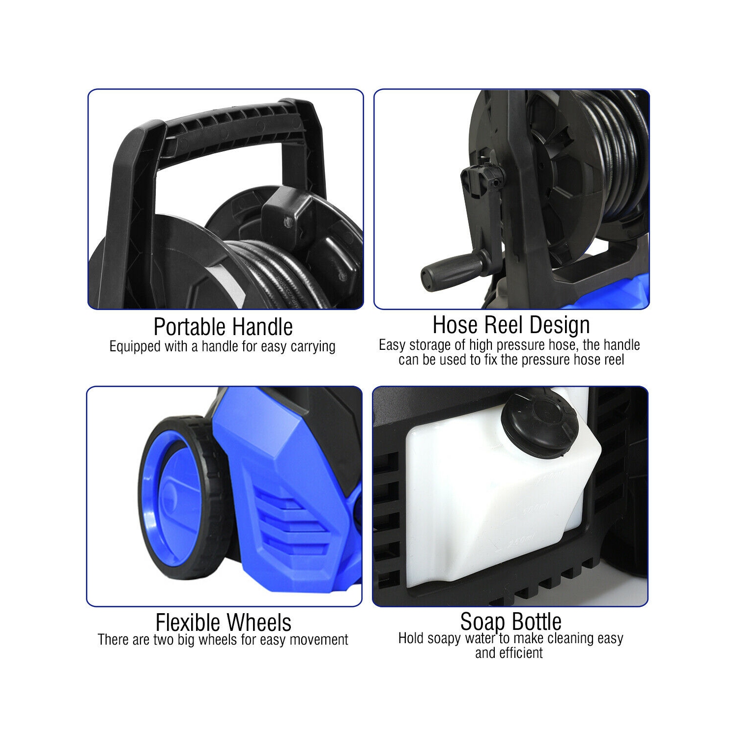 Gymax 3000PSI Electric High Pressure Washer 2000W 2GPM w/Patio Cleaner and 5 Nozzles