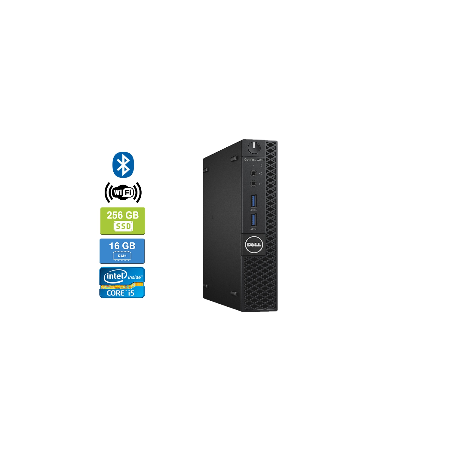 Refurbished - DELL 3050 MICRO Intel Core i5-7500T 2.70 GHz, 16GB, 256GB SSD, Win 10 Pro