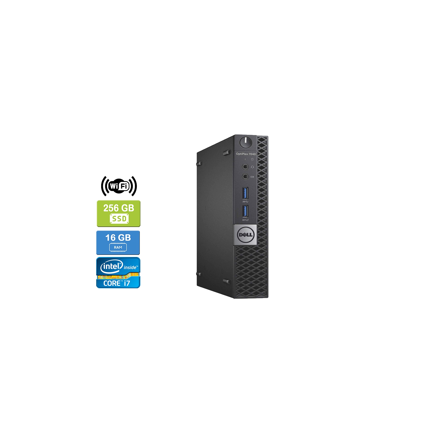 Refurbished - DELL 7040 MICRO Intel Core i7-6700T 2.80 GHz, 16GB, 256GB SSD, Win 10 Pro