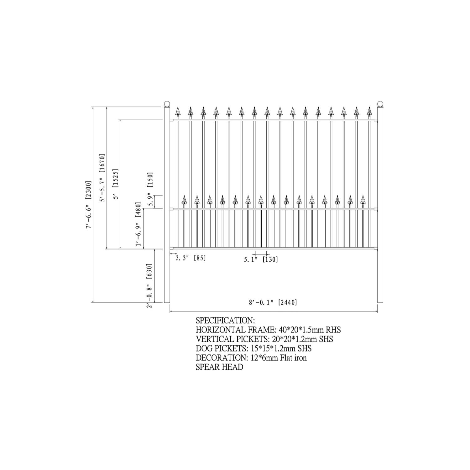ALEKO® NEW 8' x 5' IRON DRIVEWAY STEEL FENCE MUNICH STYLE
