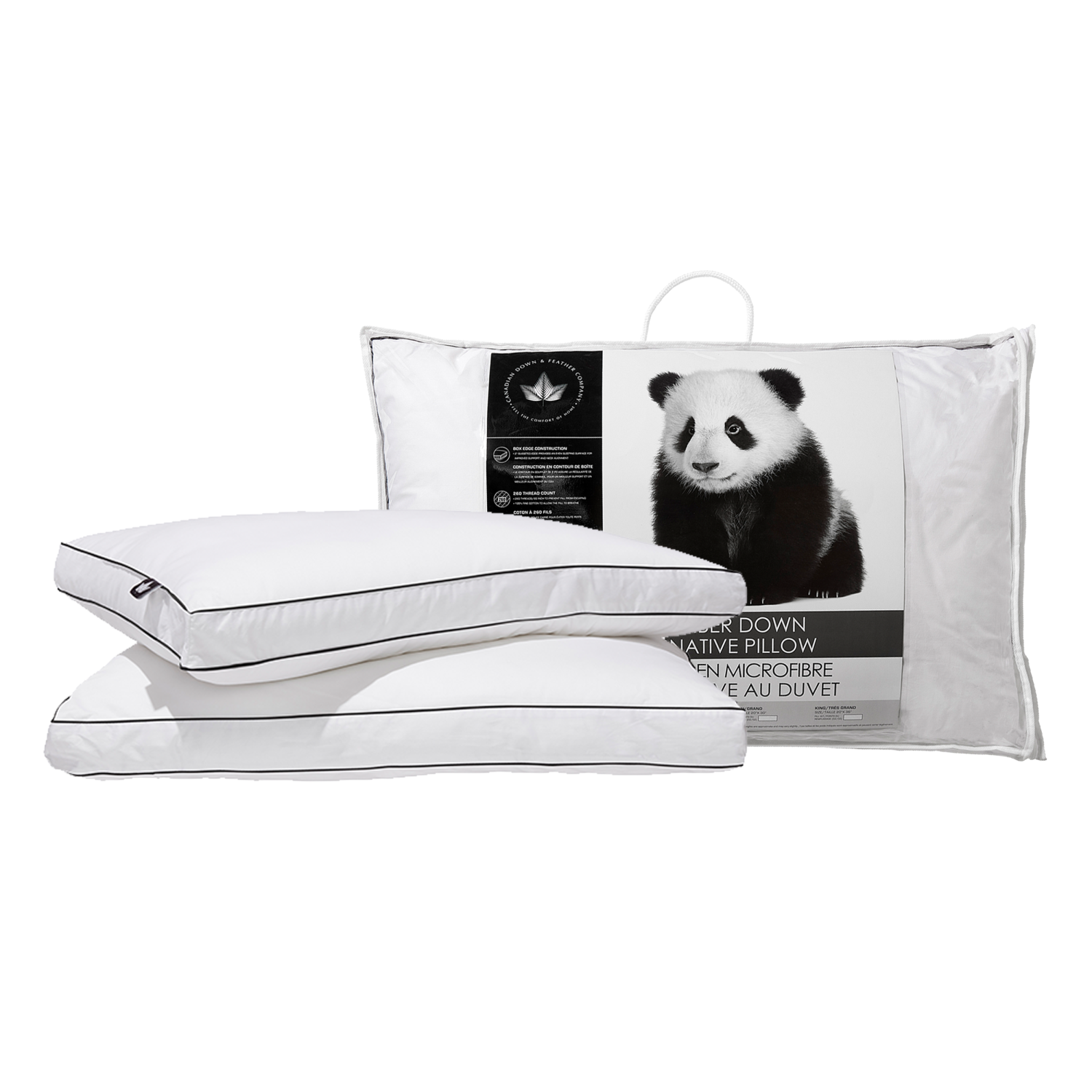 Canadian Down & Feather Co - Pair d'oreillers en microfibre alternative au duvet - Support mou - King Size