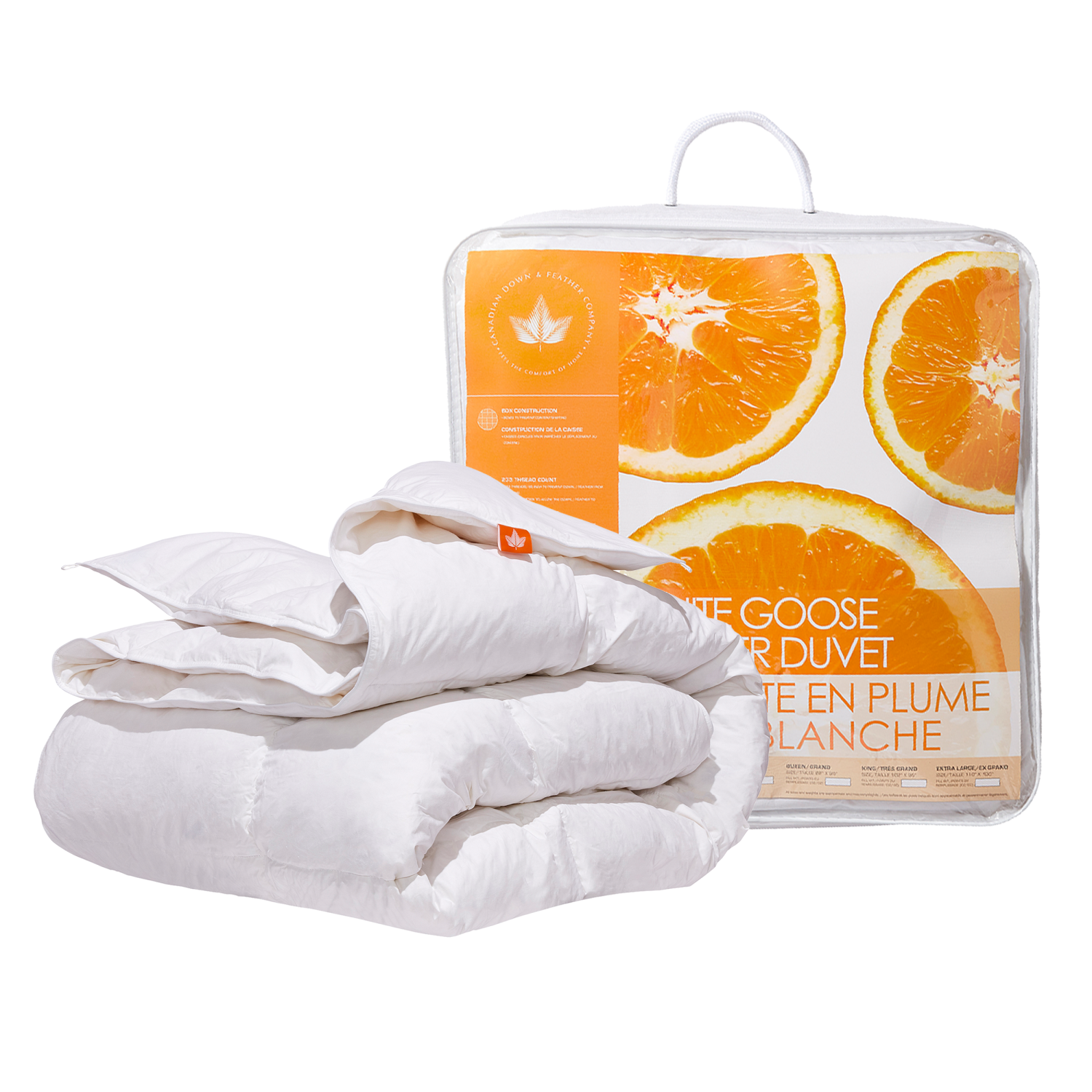 Duvet & plumes Co. Canadien - couette plumes d'oie blanche - Grand lit, toute saison