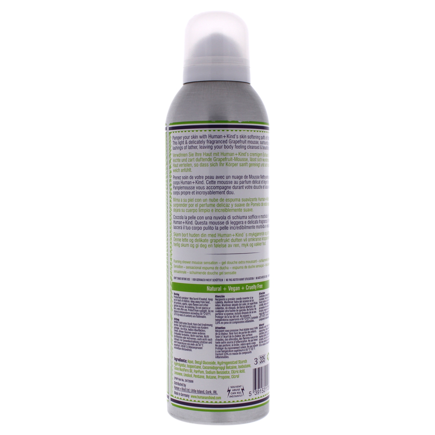 Shower Mousse Bodywash - Grapefruit Delight by Human+Kind for Unisex - 6.76 oz Body Wash