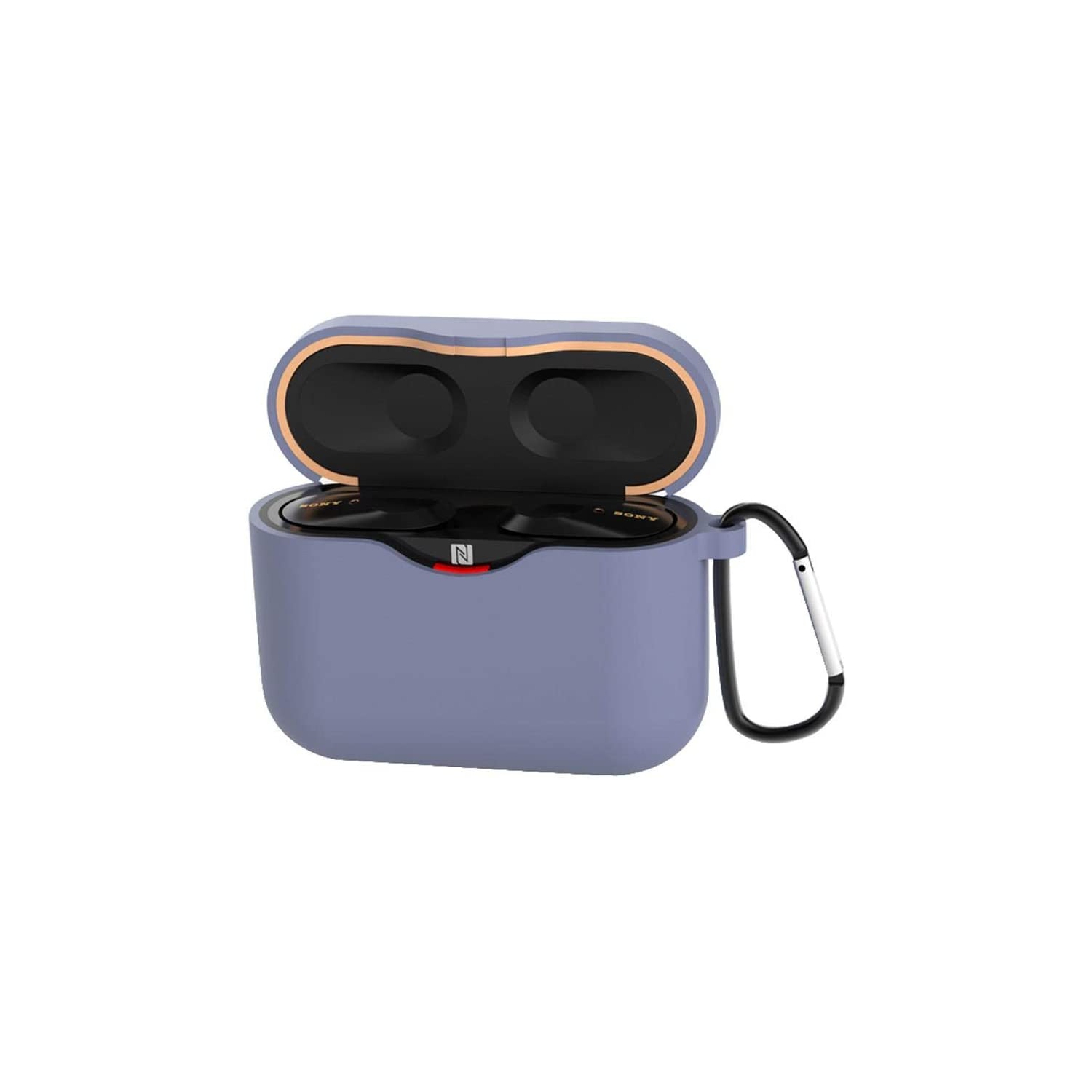 Étui en silicone avec porte-clés compatible avec les écouteurs boutons sans fil WF-1000XM3, 1000XM3S, 1000XM3B de Sony - Violet