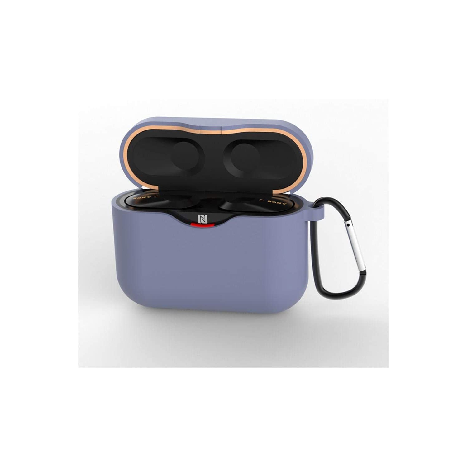 Étui en silicone avec porte-clés compatible avec les écouteurs boutons sans fil WF-1000XM3, 1000XM3S, 1000XM3B de Sony - Violet