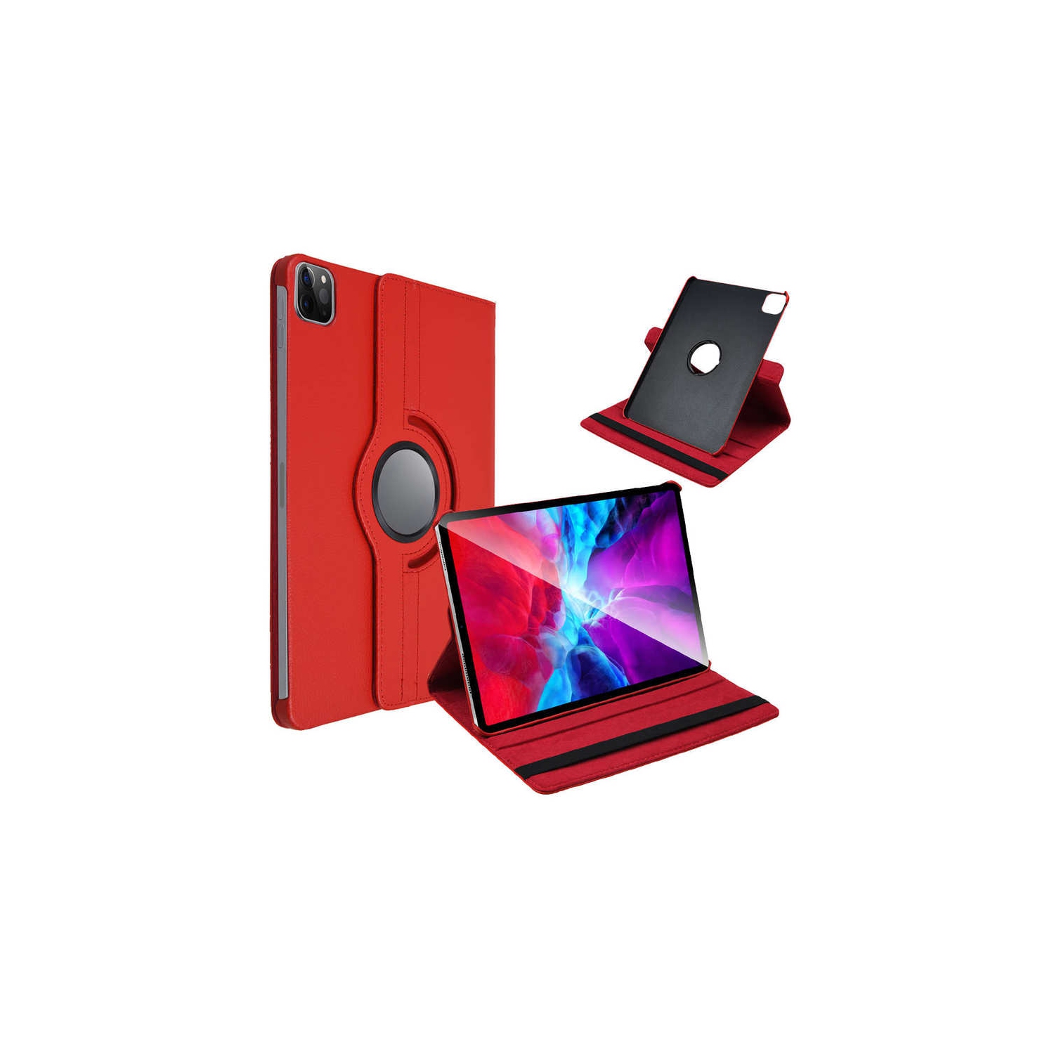 Étui de support en cuir PU rotatif à 360 Smart Cover pour iPad Pro 11" 1st 2nd 3rd Gen. 2018/2020/2021, Rouge