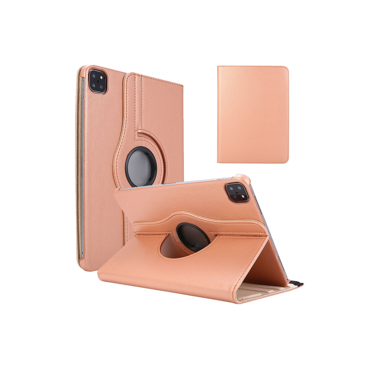 [CSmart] Étui intelligent avec support rotatif en cuir de polyuréthane 360 pour iPad Pro de 11 po 1st 2nd 3rd gén. 2018/2020/2021, or rose