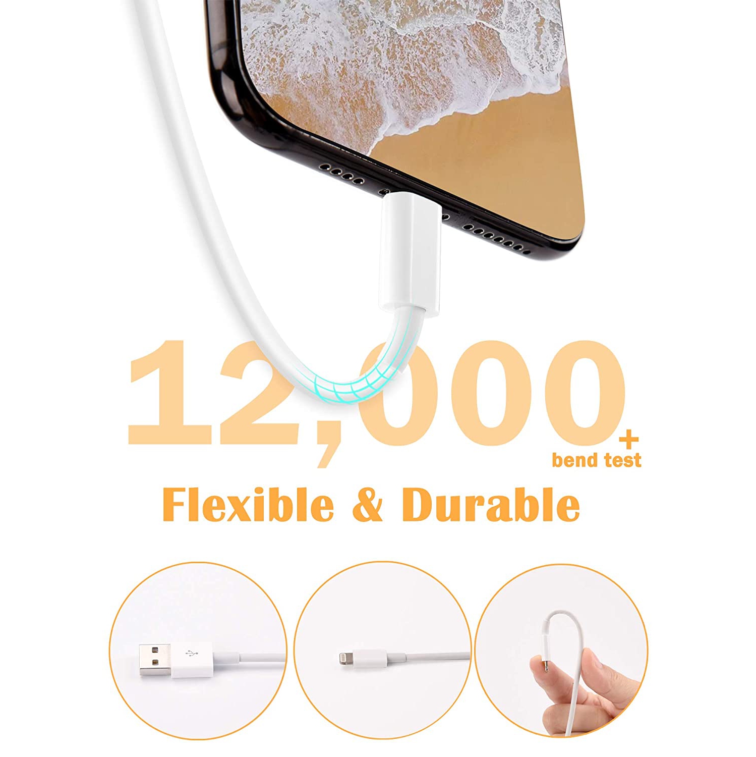 [3 Pks] iPhone iPad Charging Cable Charger Cord Lightning to USB Cable COMPATIBLE for iPod iPad iPhone