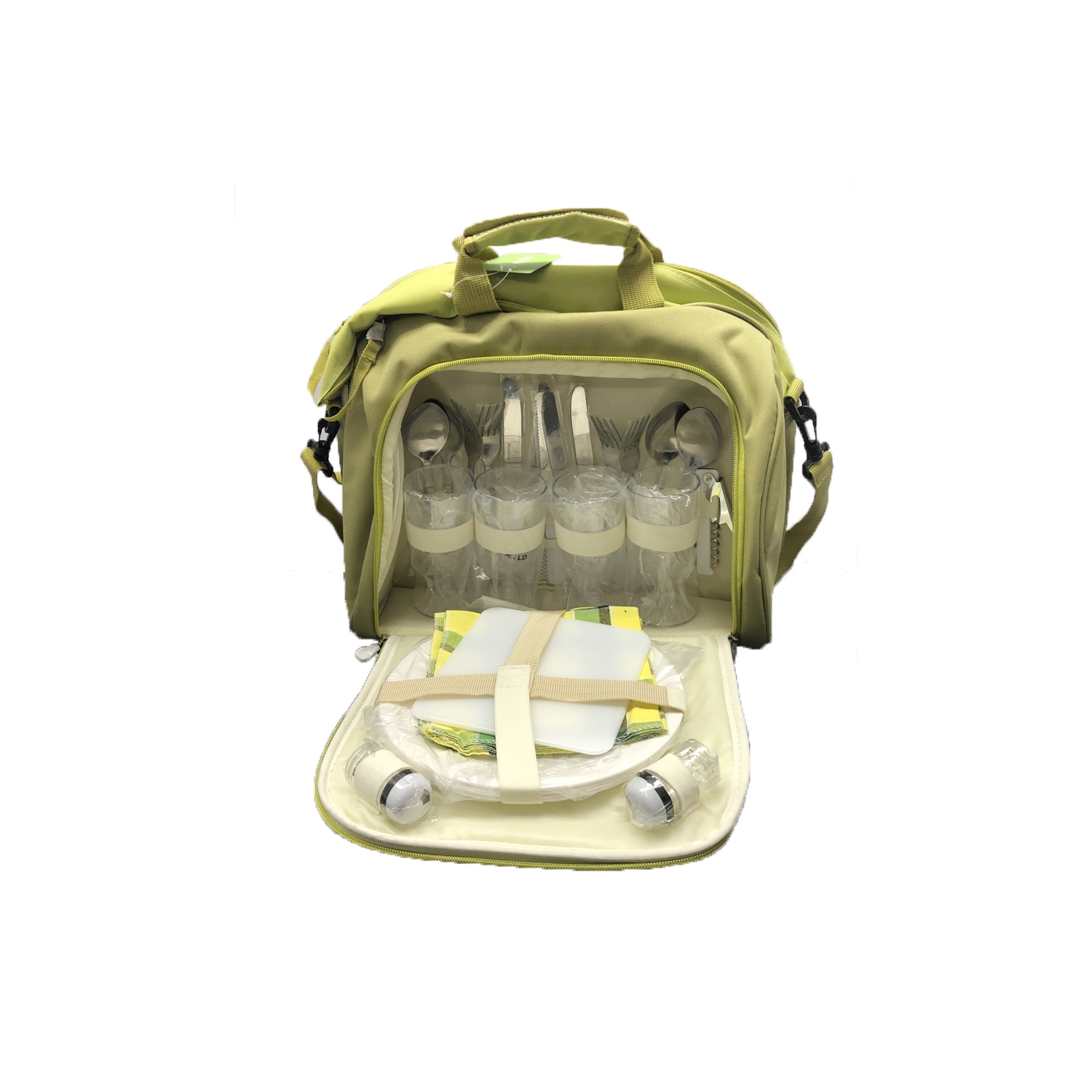 VGI Picnic Bag with Complete Cutlery Set, Stainless Steel -Green