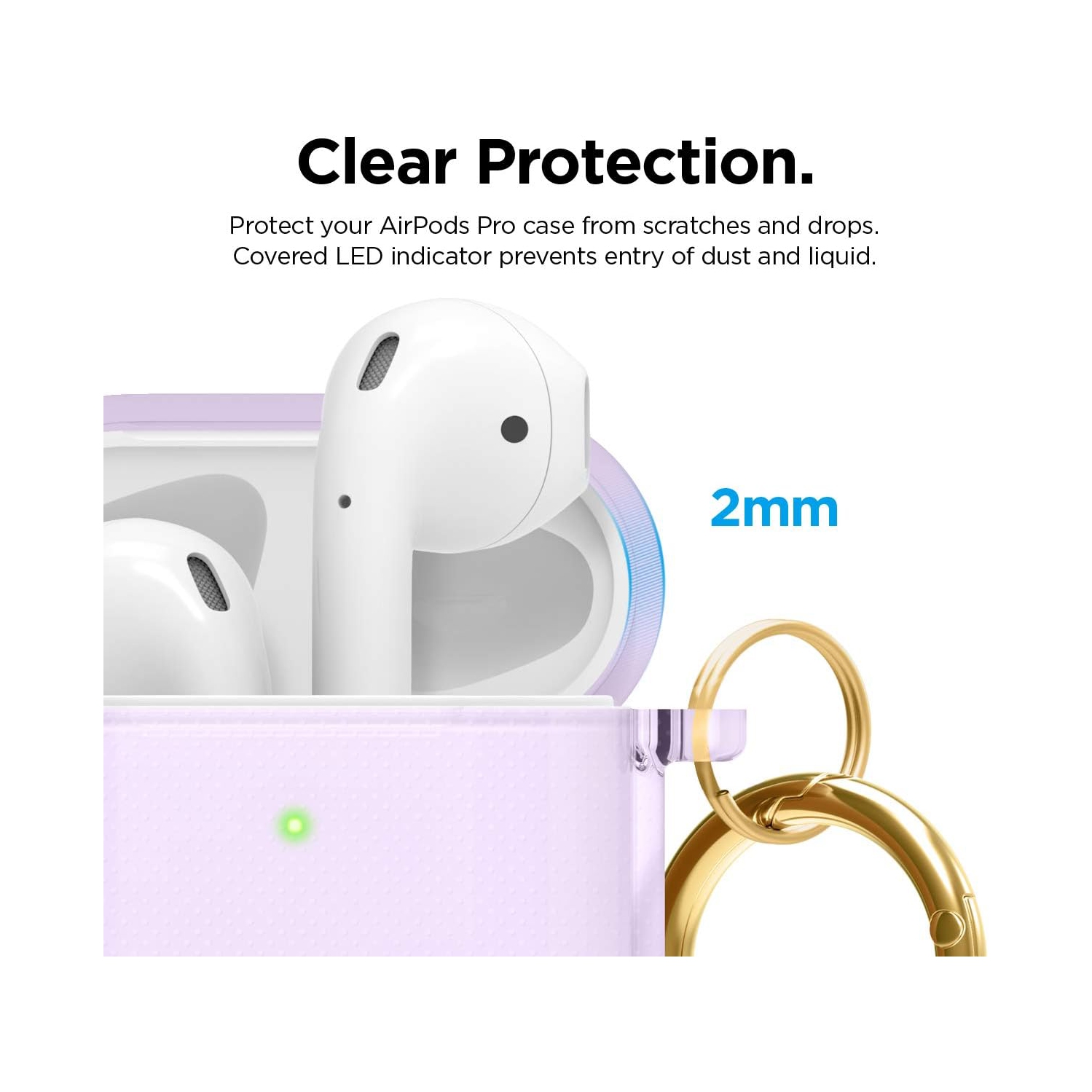 elago Clear Airpods Case with Keychain Designed for Apple Airpods 1&2 [Lavender]