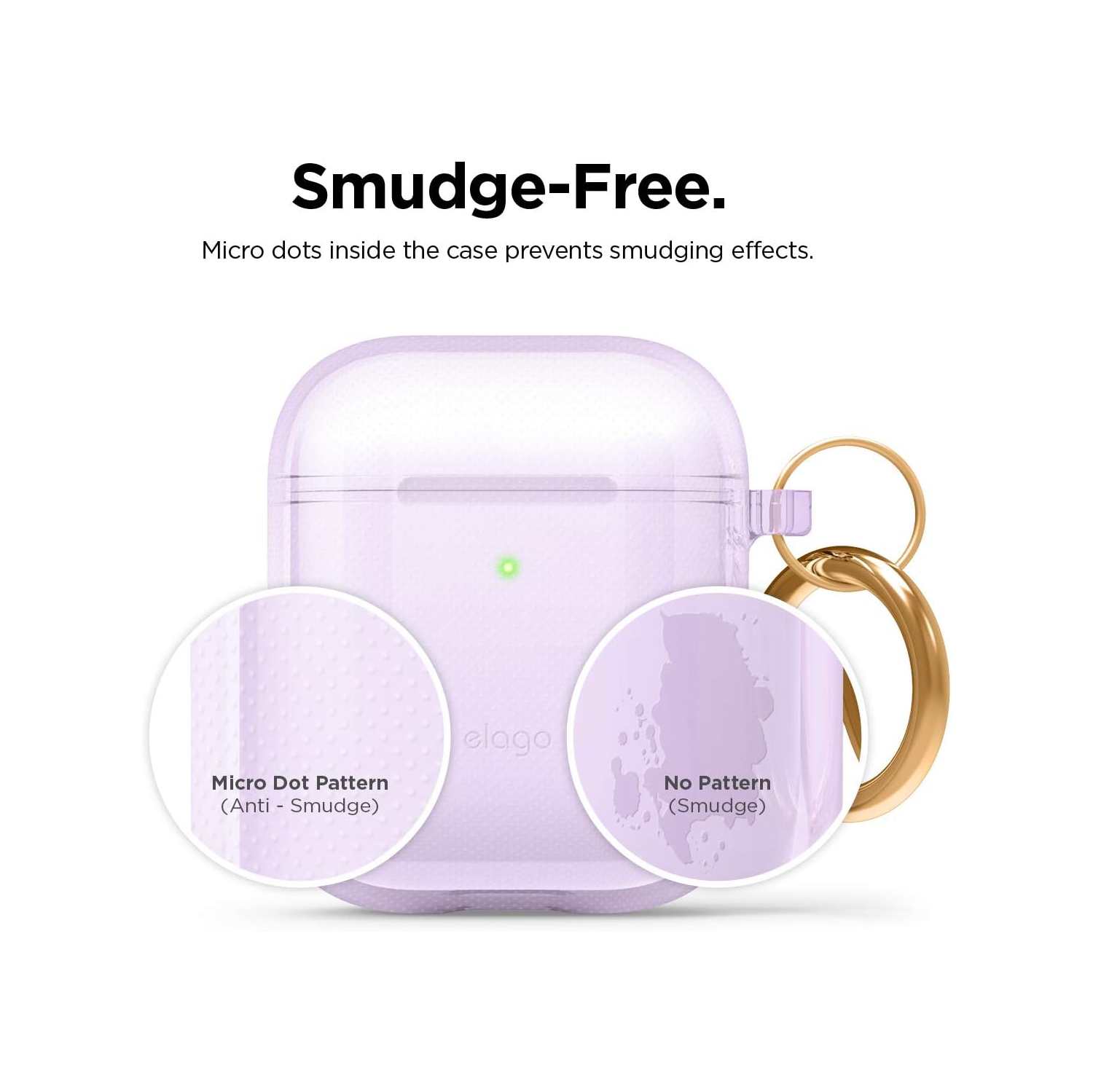elago Clear Airpods Case with Keychain Designed for Apple Airpods 1&2 [Lavender]