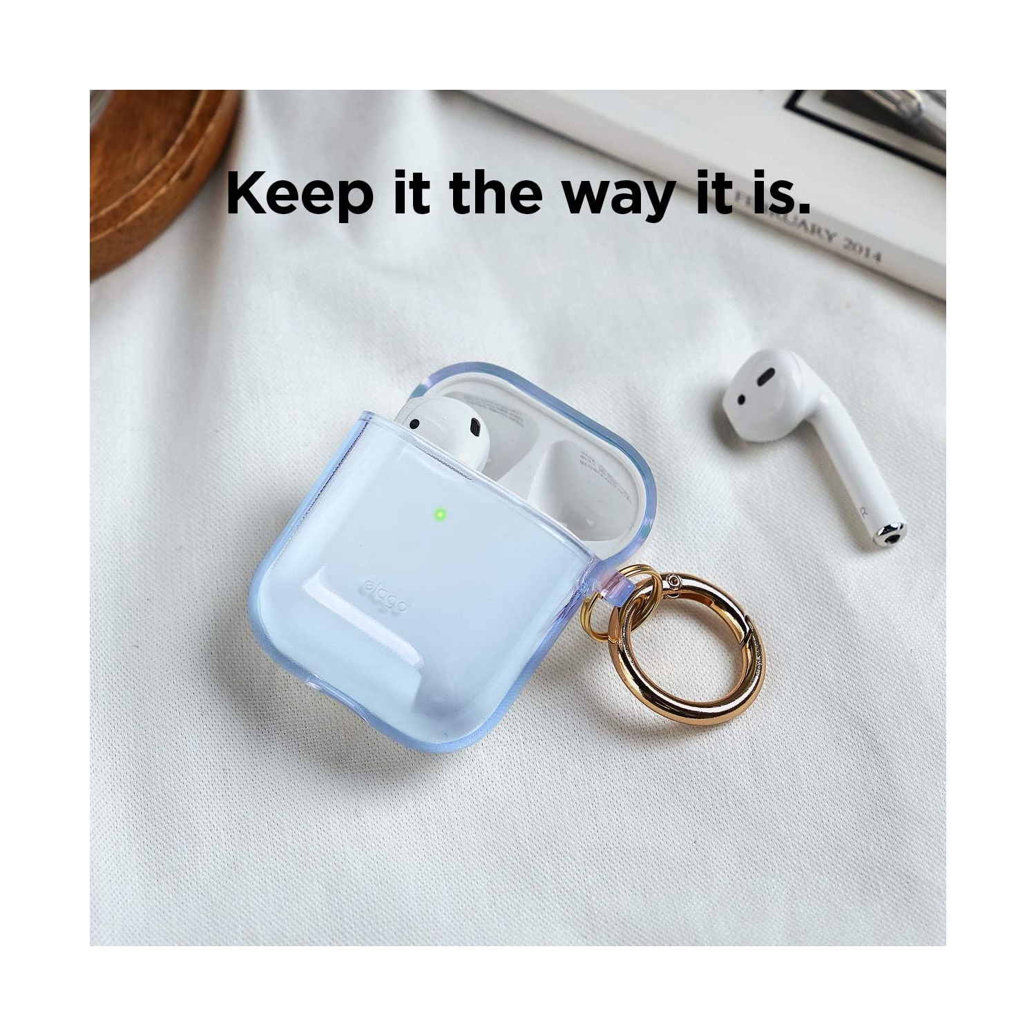 elago Clear Airpods Case with Keychain Designed for Apple Airpods 1&2 [Aqua Blue]