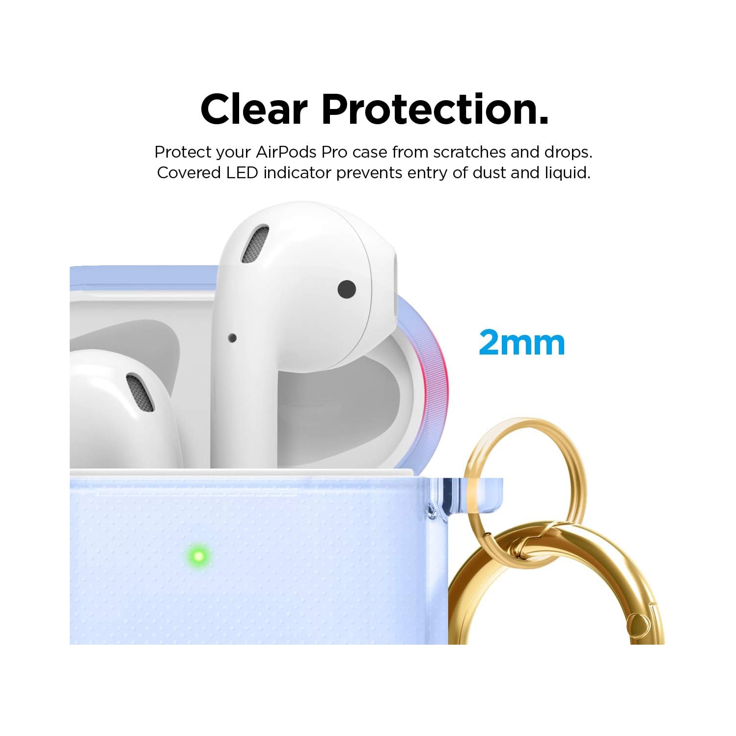 elago Clear Airpods Case with Keychain Designed for Apple Airpods 1&2 [Aqua Blue]