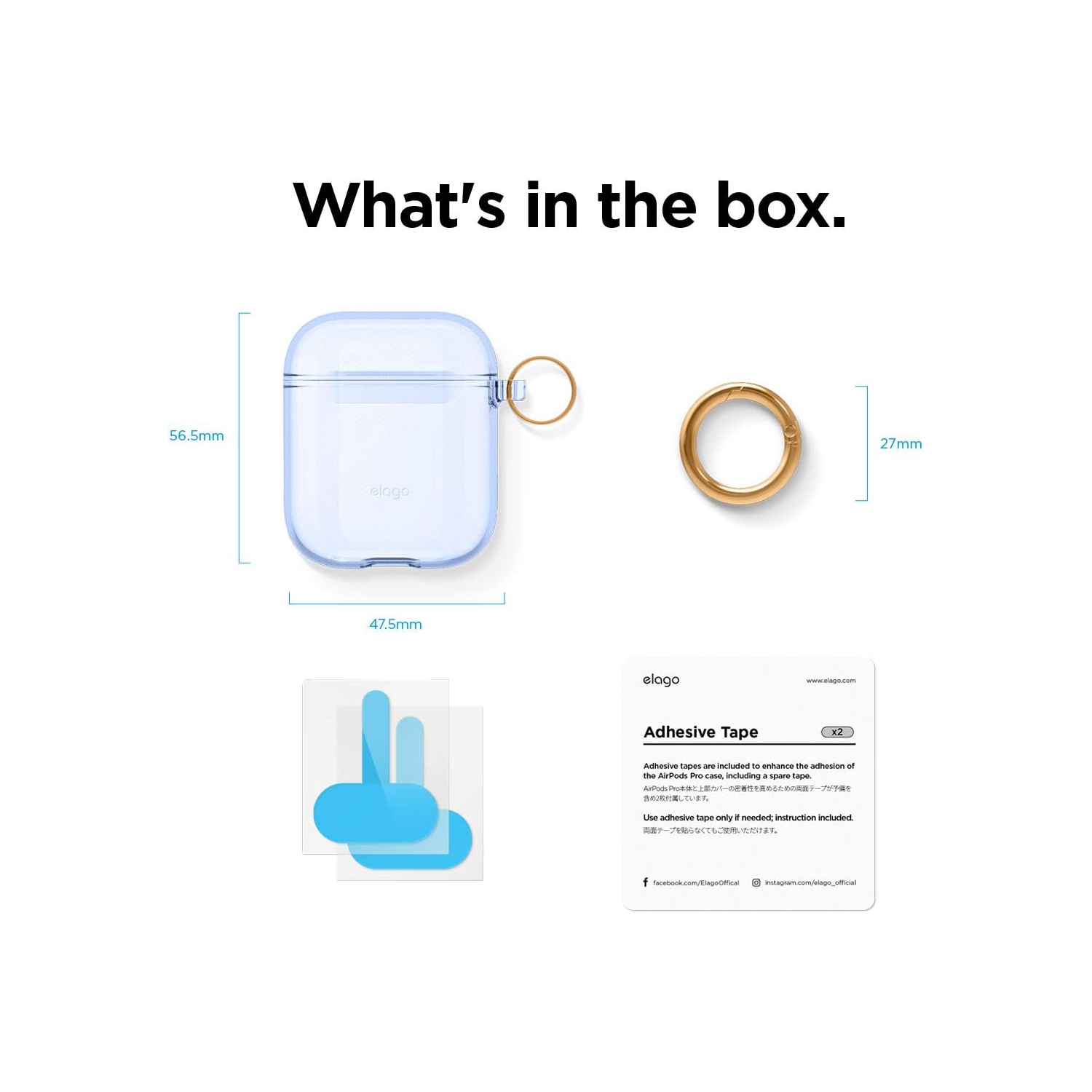 elago Clear Airpods Case with Keychain Designed for Apple Airpods 1&2 [Aqua Blue]