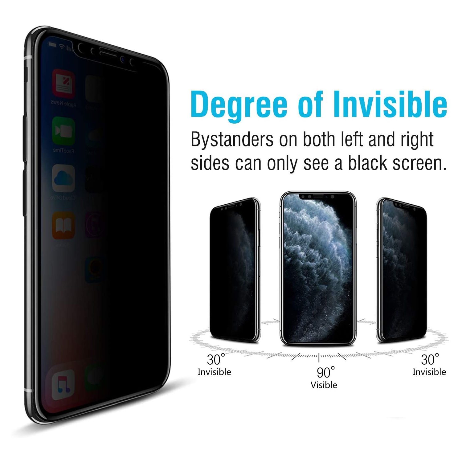 Protection d’écran en verre trempé Ultra Privacy Edge to Edge pour iPhone 11 Pro Max/XS Max