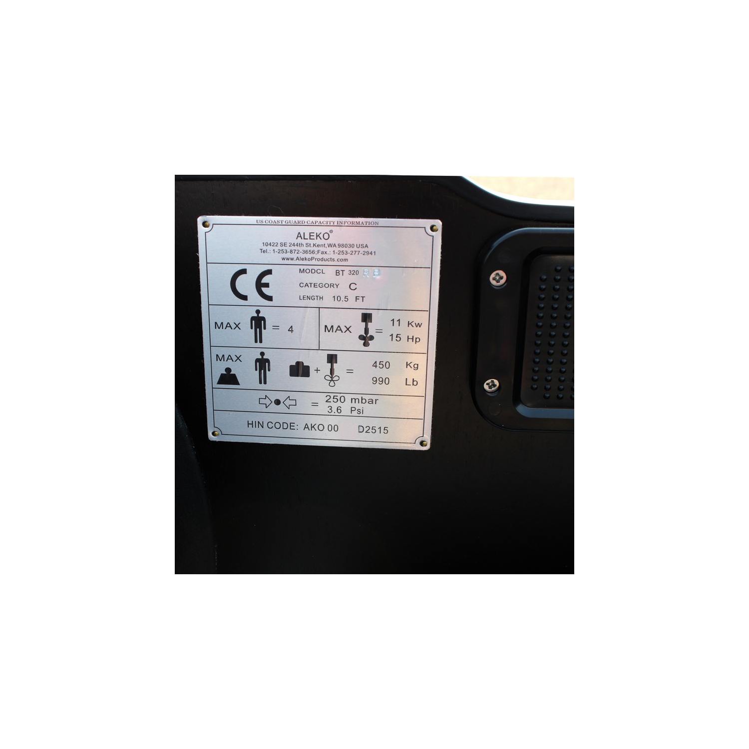 ALEKO® BTF320RBK PRO Inflatable Fishing Boat Raft 10.5Ft Aluminum Floor 4 Person Fishing Rod Holders , Red Black