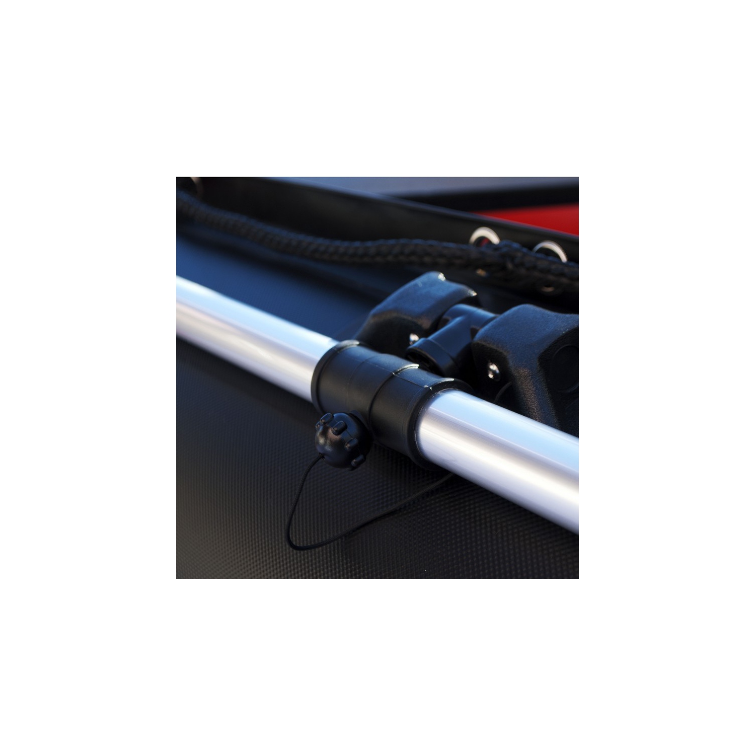 ALEKO® BTF320RBK PRO Inflatable Fishing Boat Raft 10.5Ft Aluminum Floor 4 Person Fishing Rod Holders , Red Black